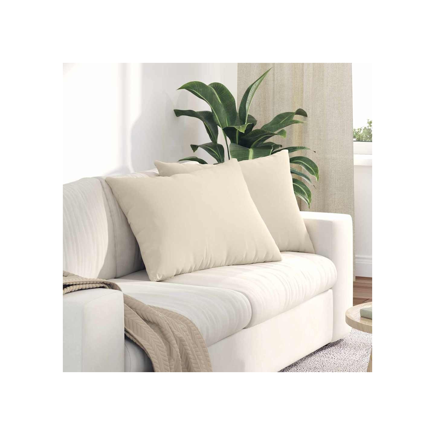 Coussins de canapé 2 pc tissu Beige 70 x 50 cm