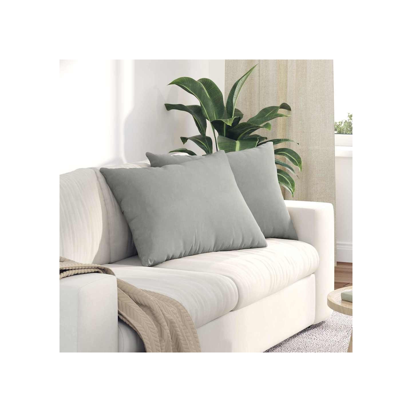 Coussins de canapé 2 pc tissu Gris clair 70 x 50 cm