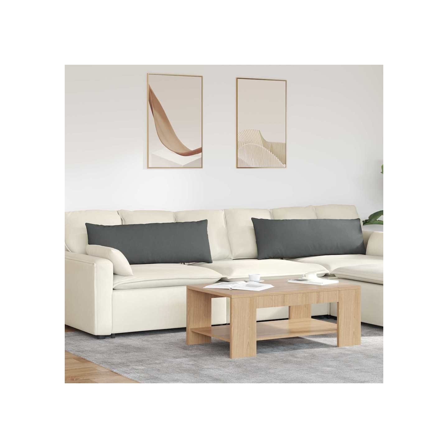 Coussins de canapé 2 pc tissu Gris foncé 120 x 40 cm
