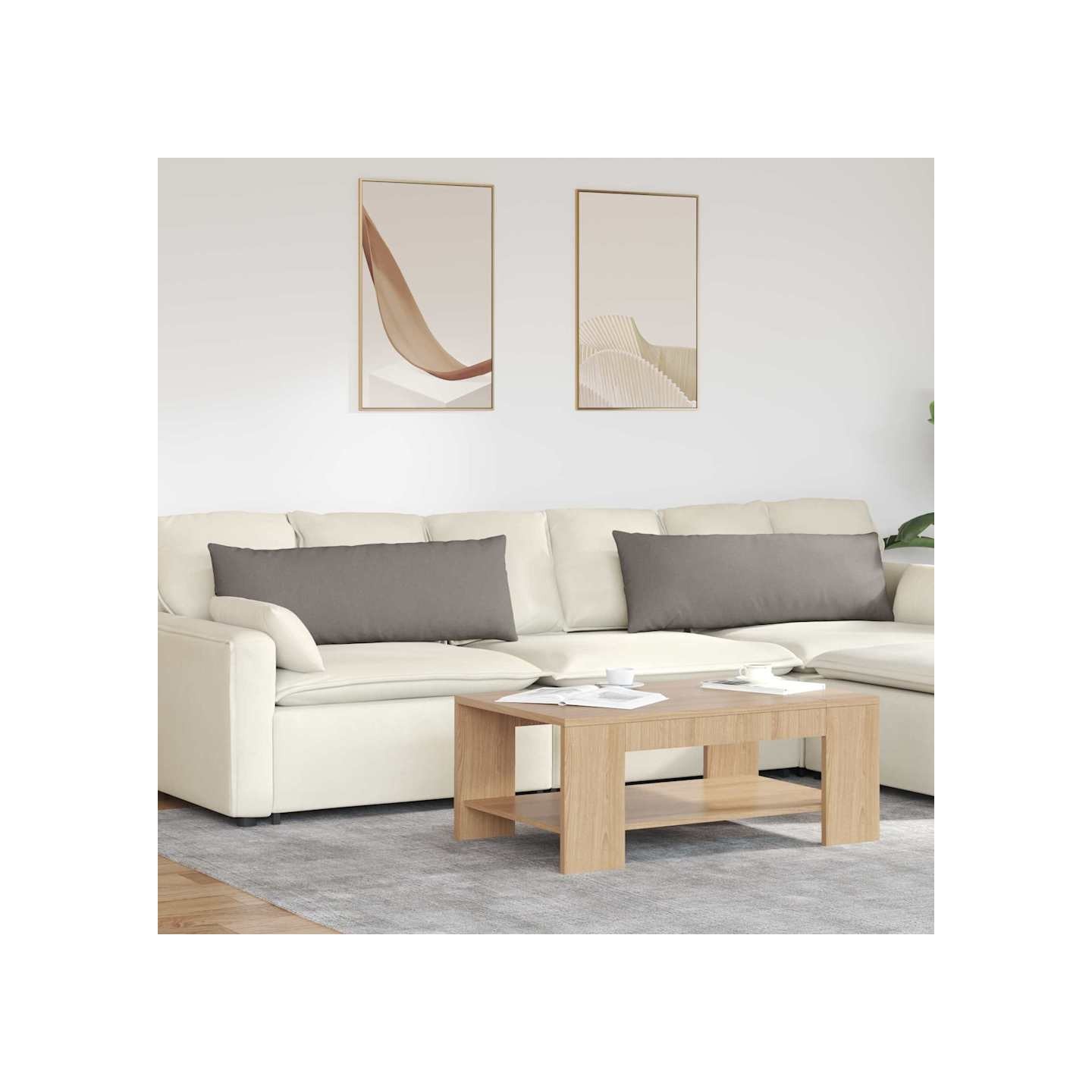 Coussins de canapé 2 pc tissu Taupe 120 x 40 cm