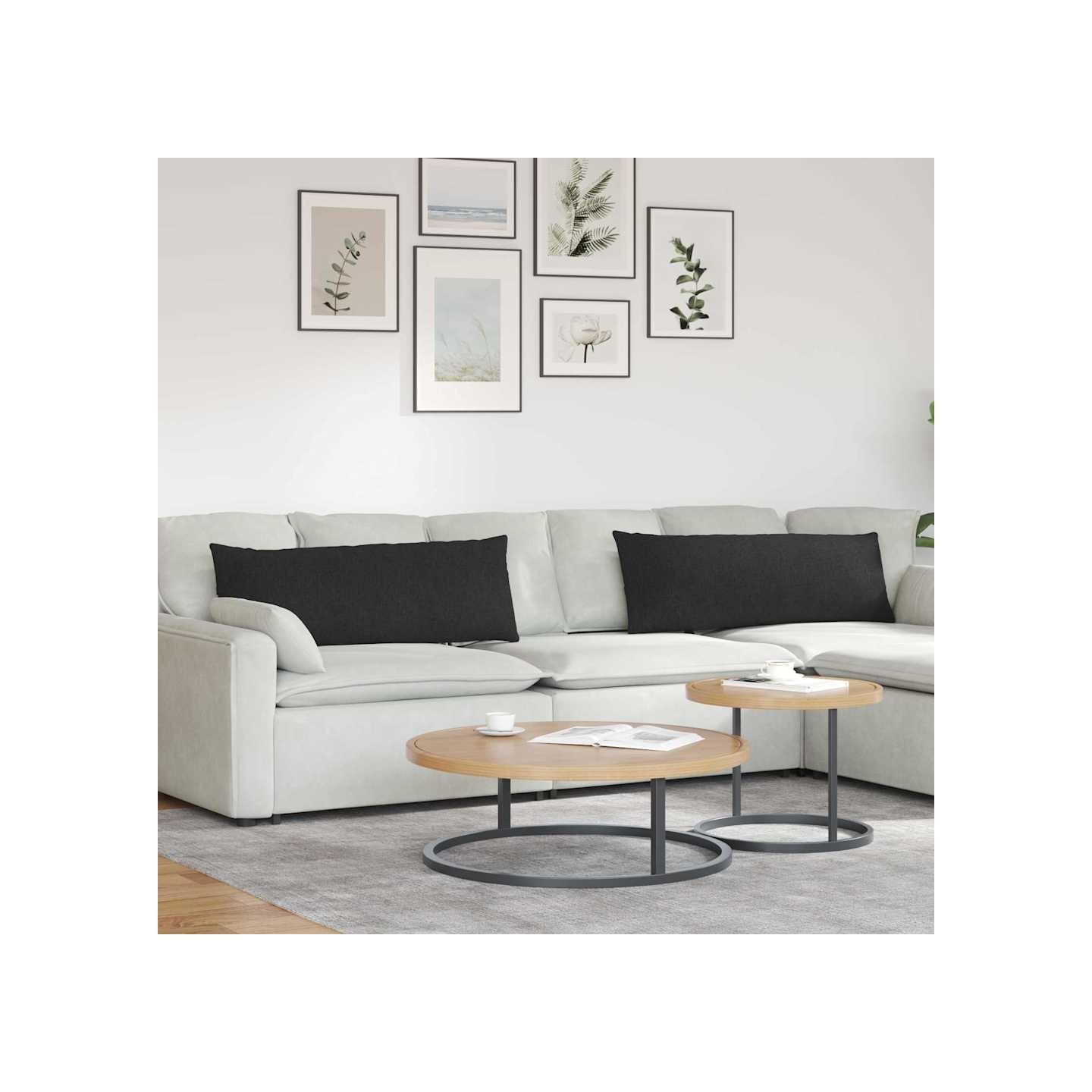 Coussins de canapé 2 pc tissu Noir 120 x 40 cm