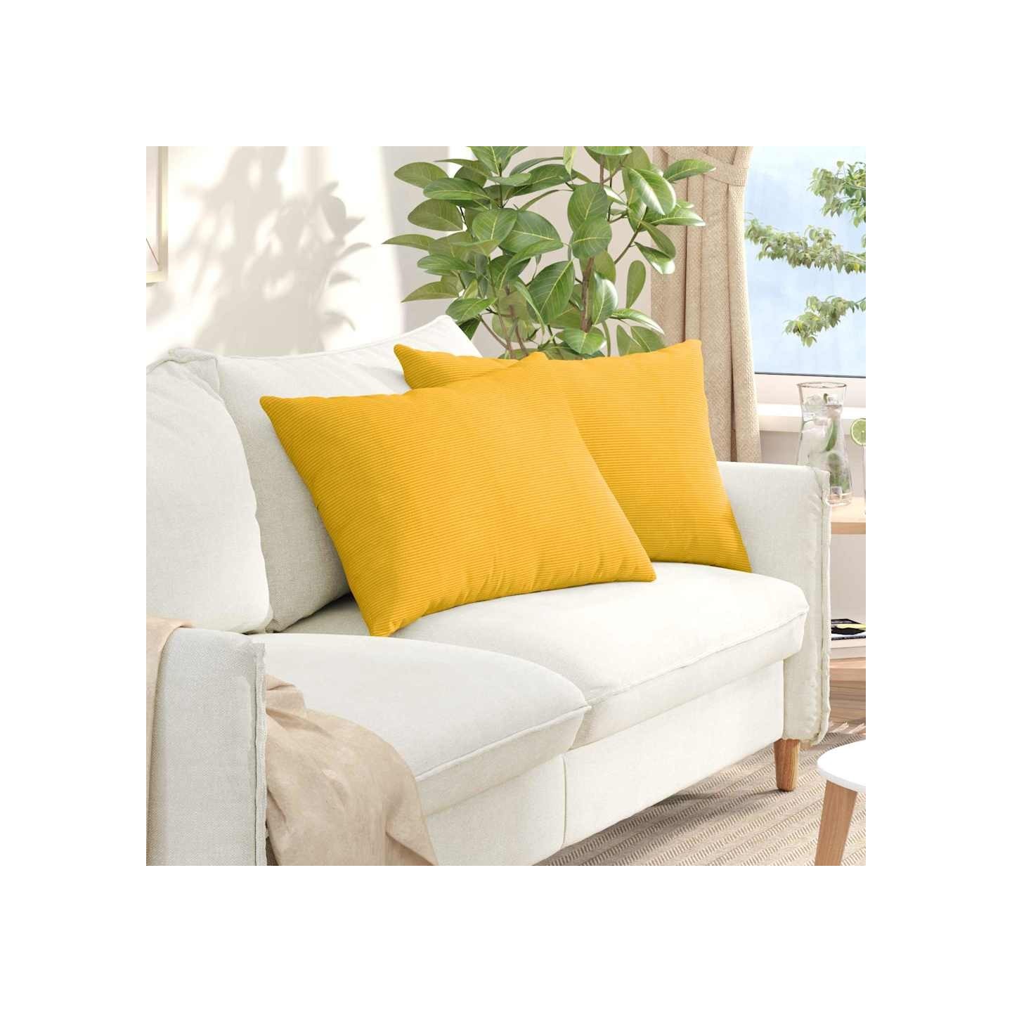 Coussins de canapé 2 pcs Jaune clair 70 x 50 cm