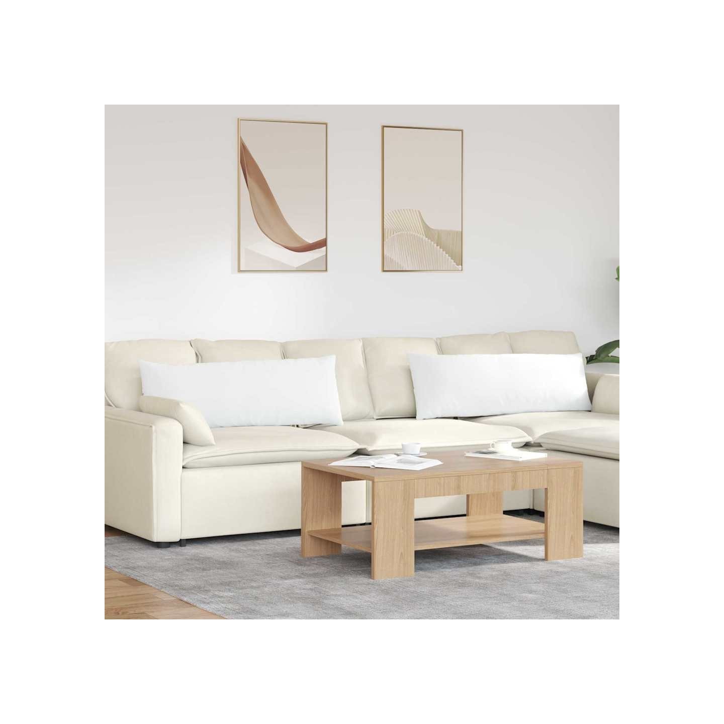 Coussins de canapé 2 pc tissu Blanc 120 x 40 cm