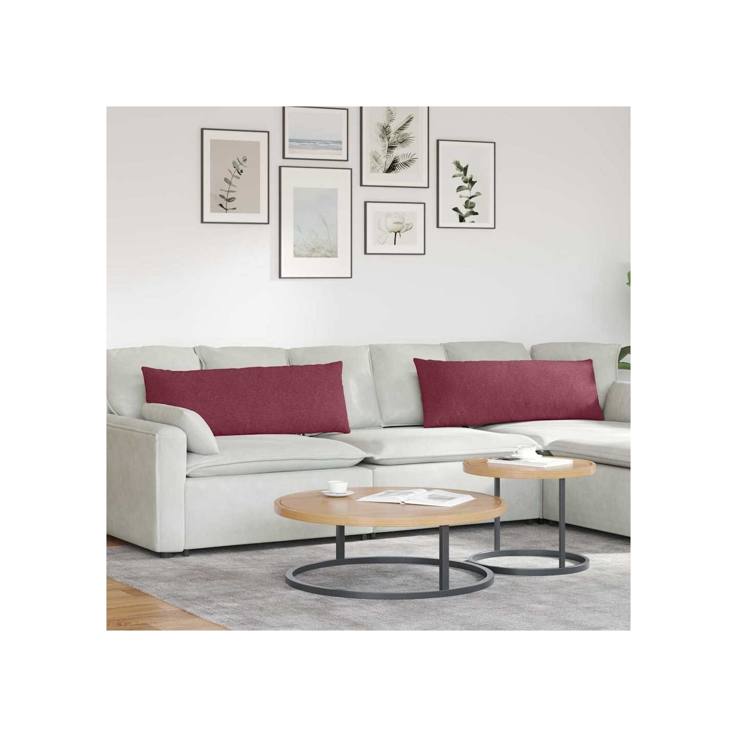 Coussins de canapé 2 pc tissu Bordeaux 120 x 40 cm