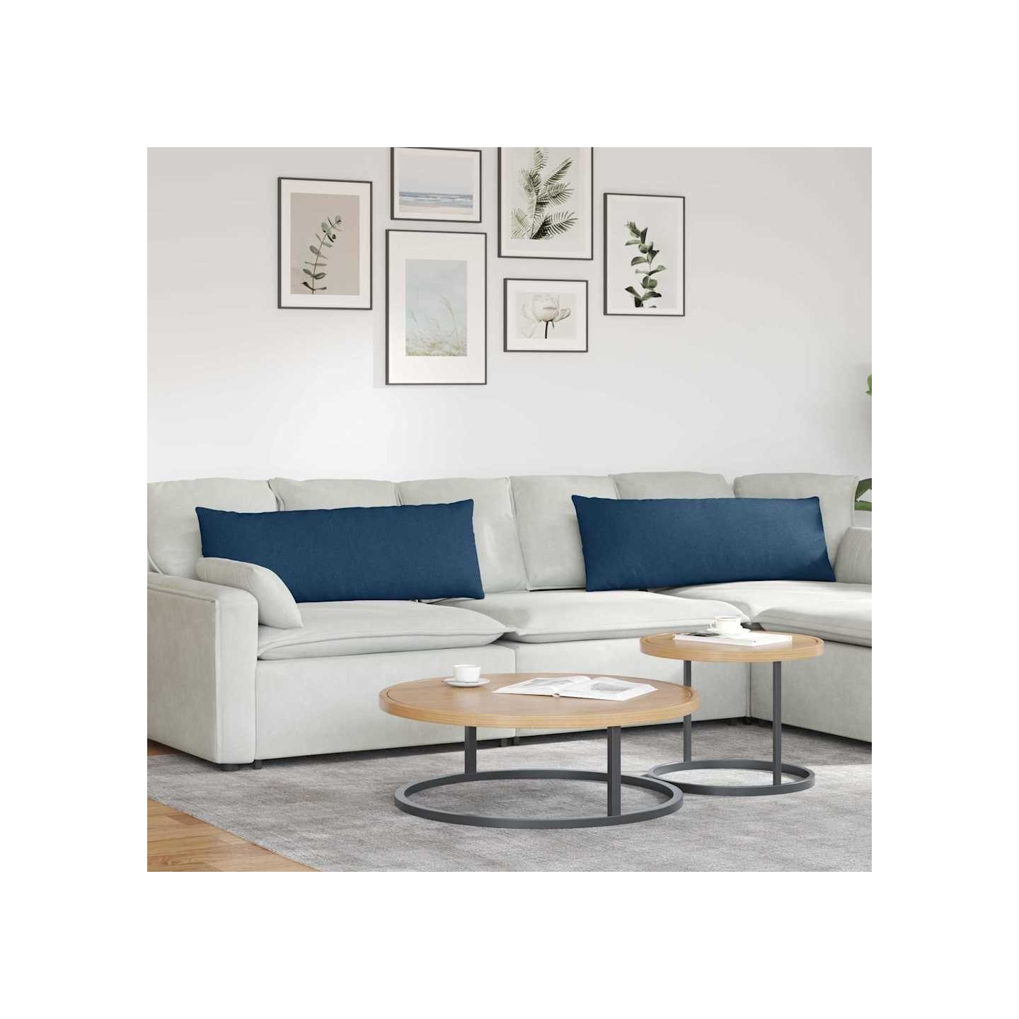 Coussins de canapé 2 pc tissu Bleu 120 x 40 cm