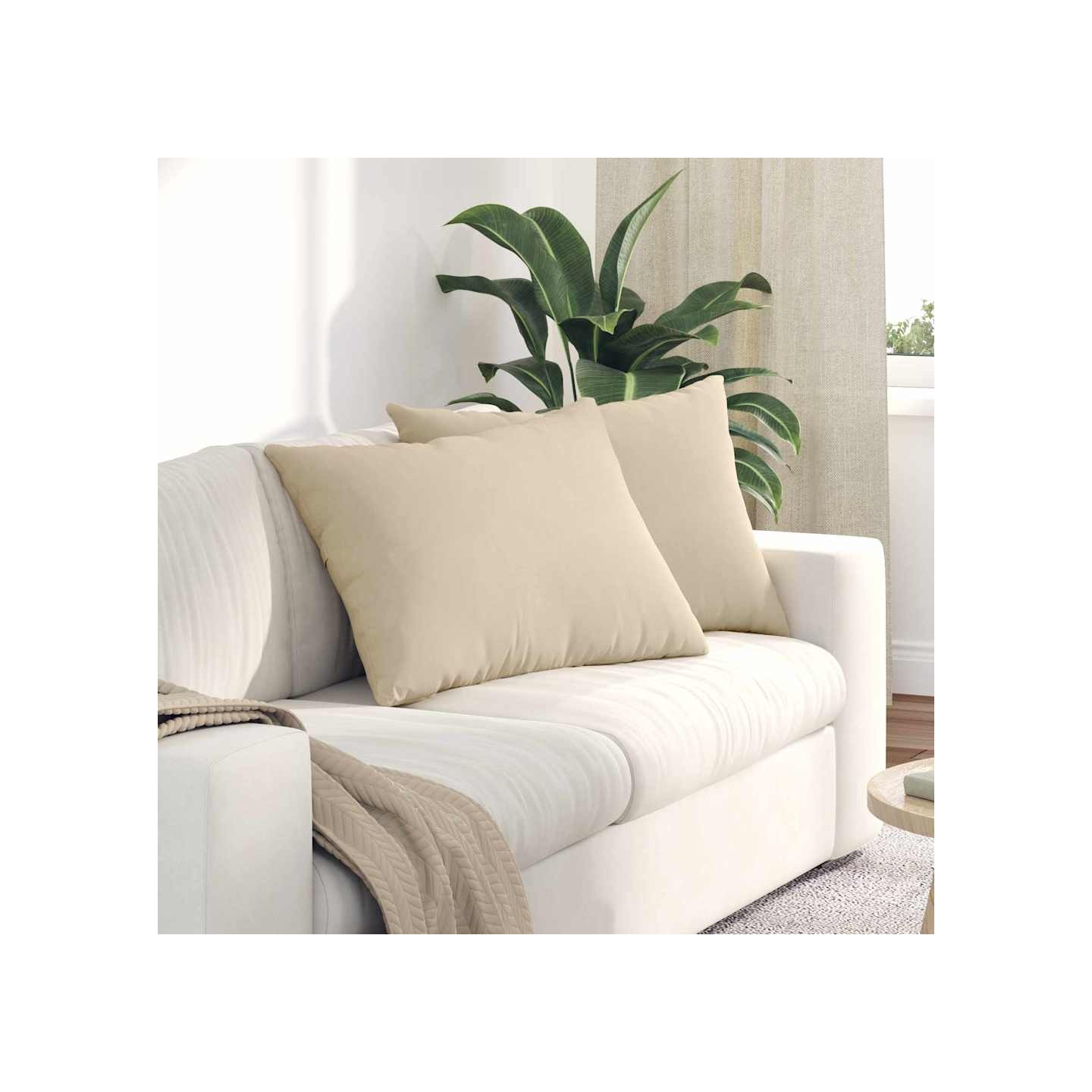Coussins de canapé 2 pc tissu Crème 70 x 50 cm