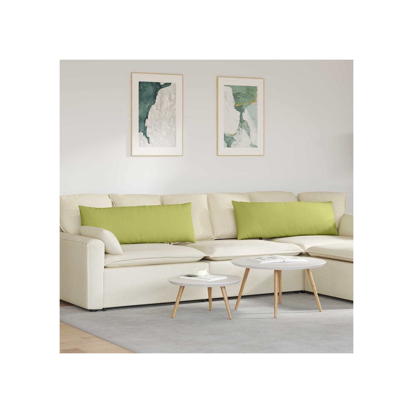 Coussins de canapé 2 pc tissu Vert clair 120 x 40 cm