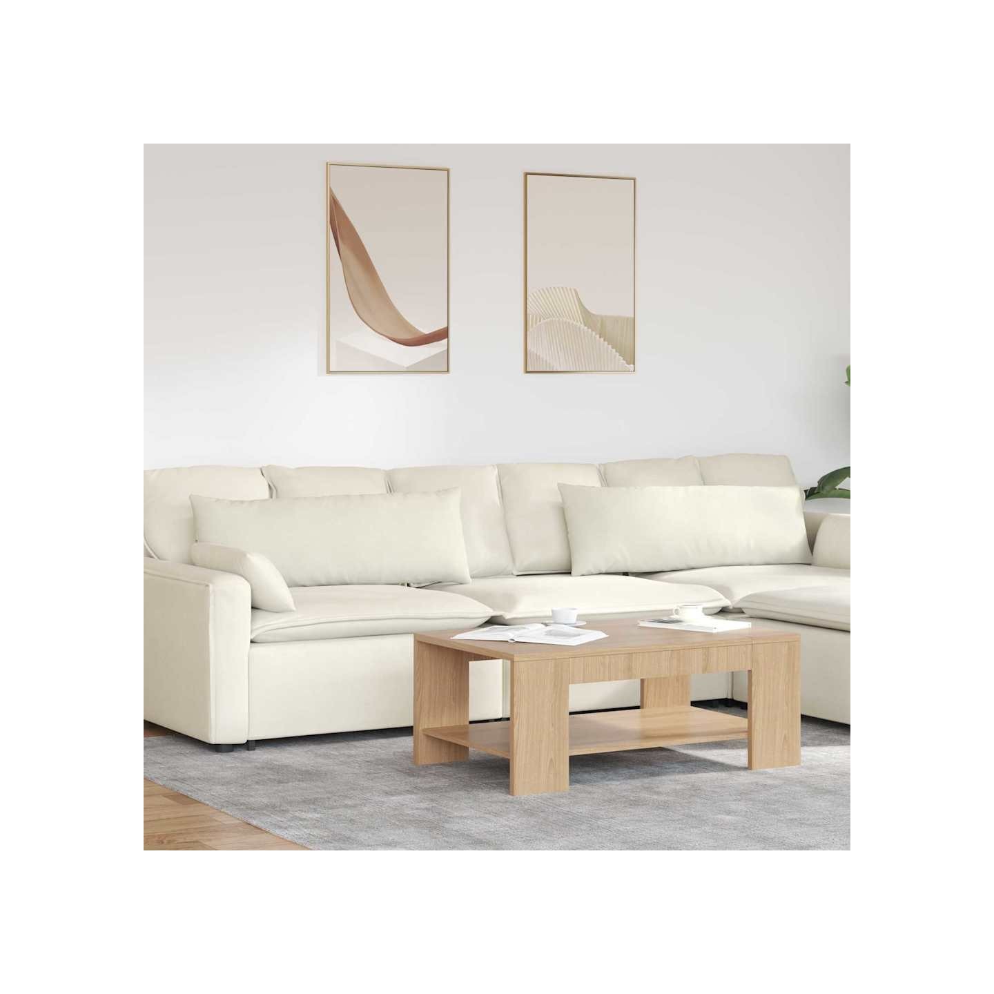 Coussins de canapé 2 pcs Crème 120 x 40 cm