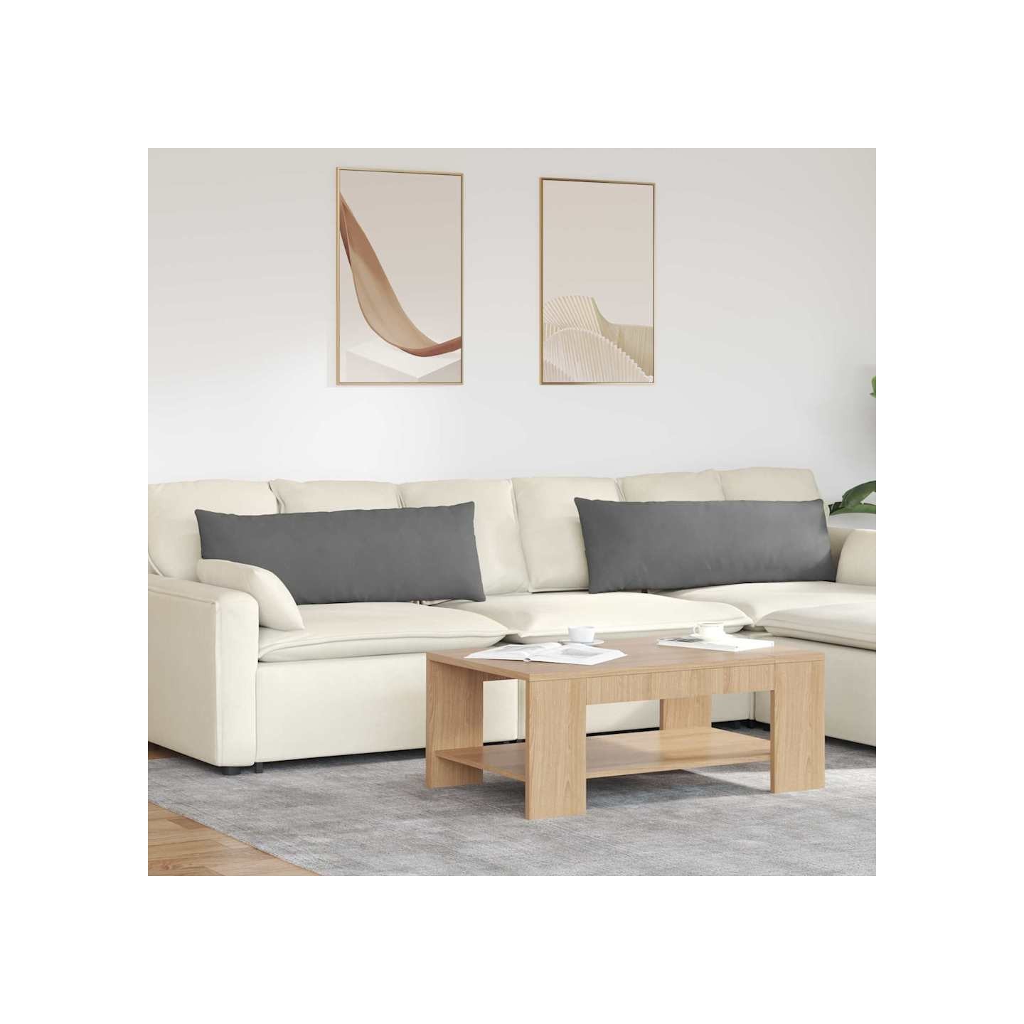 Coussins de canapé 2 pc tissu Gris foncé 120 x 40 cm