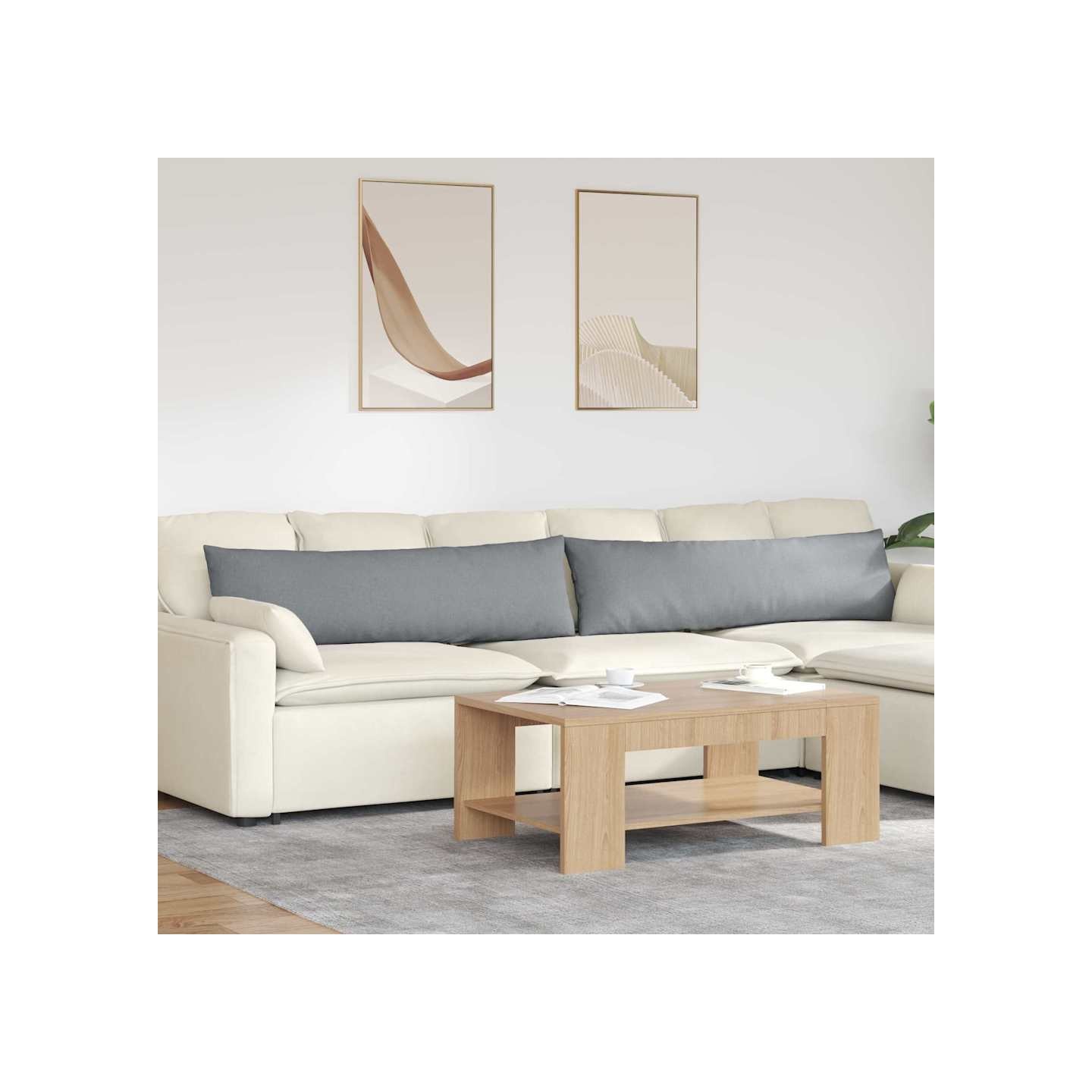 Coussins de canapé 2 pc tissu Gris clair 145 x 40 cm