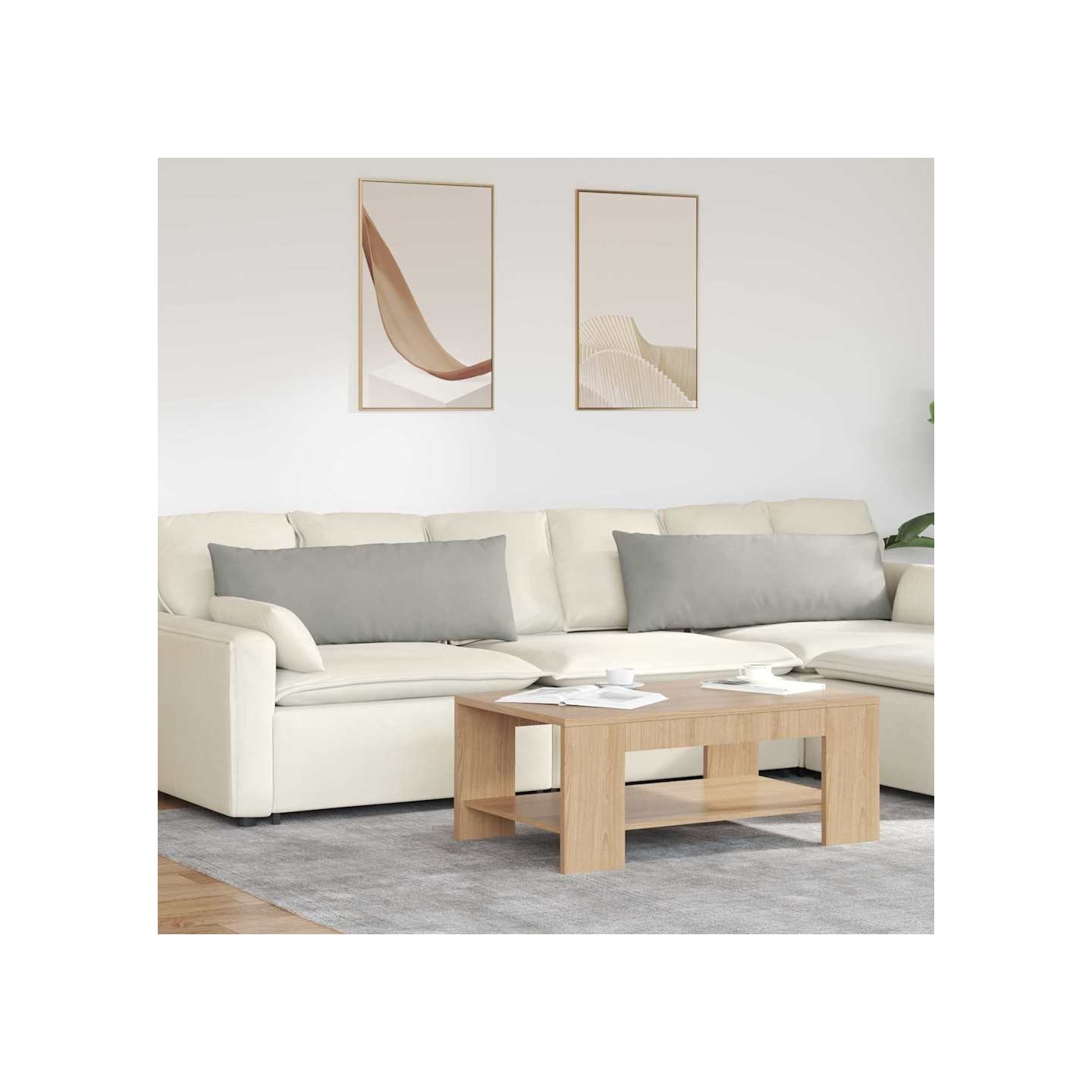 Coussins de canapé 2 pc tissu Gris clair 120 x 40 cm