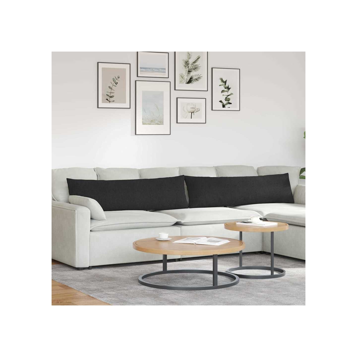 Coussins de canapé 2 pc tissu Noir 145 x 40 cm