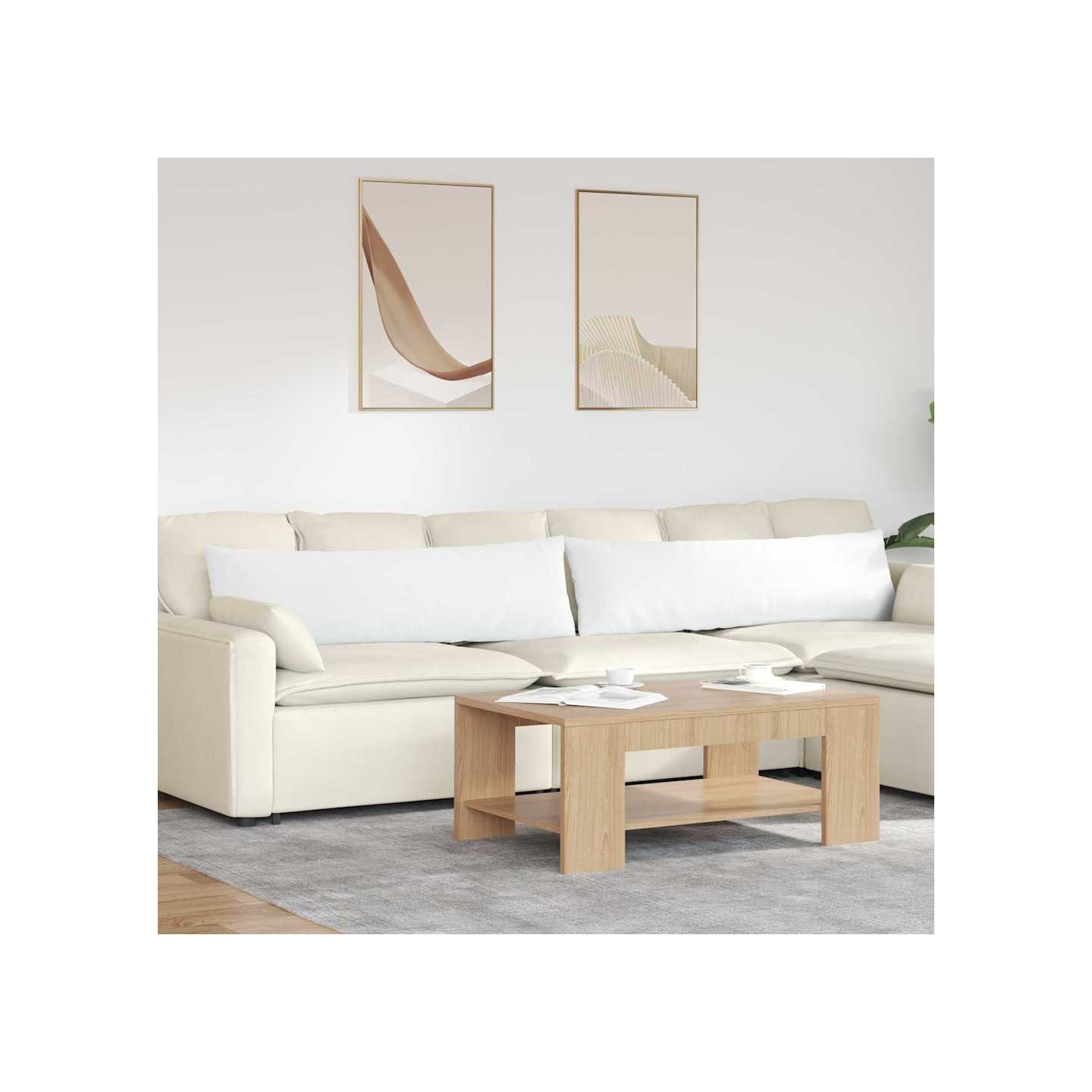 Coussins de canapé 2 pc tissu Blanc 145 x 40 cm