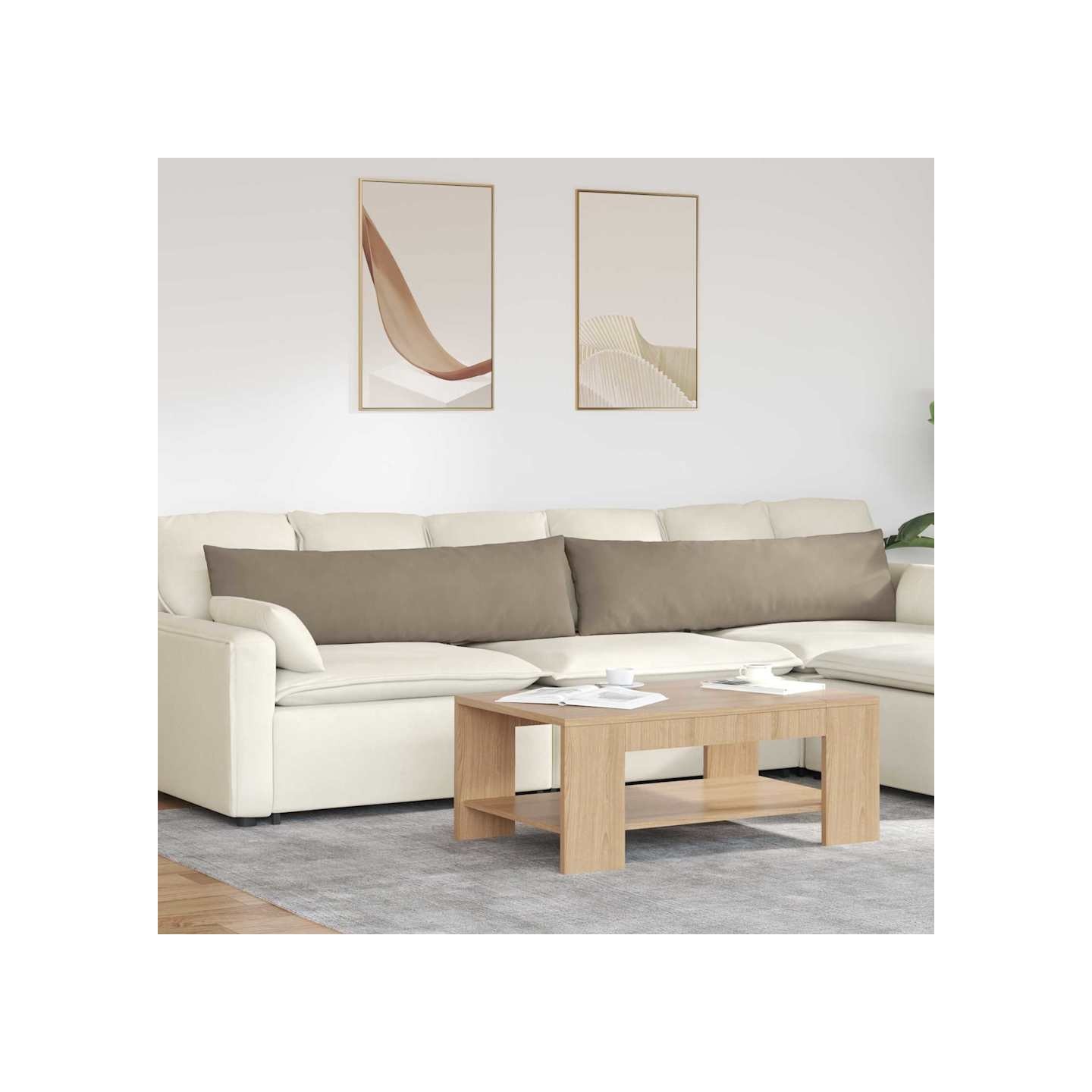 Coussins de canapé 2 pc tissu Taupe 145 x 40 cm