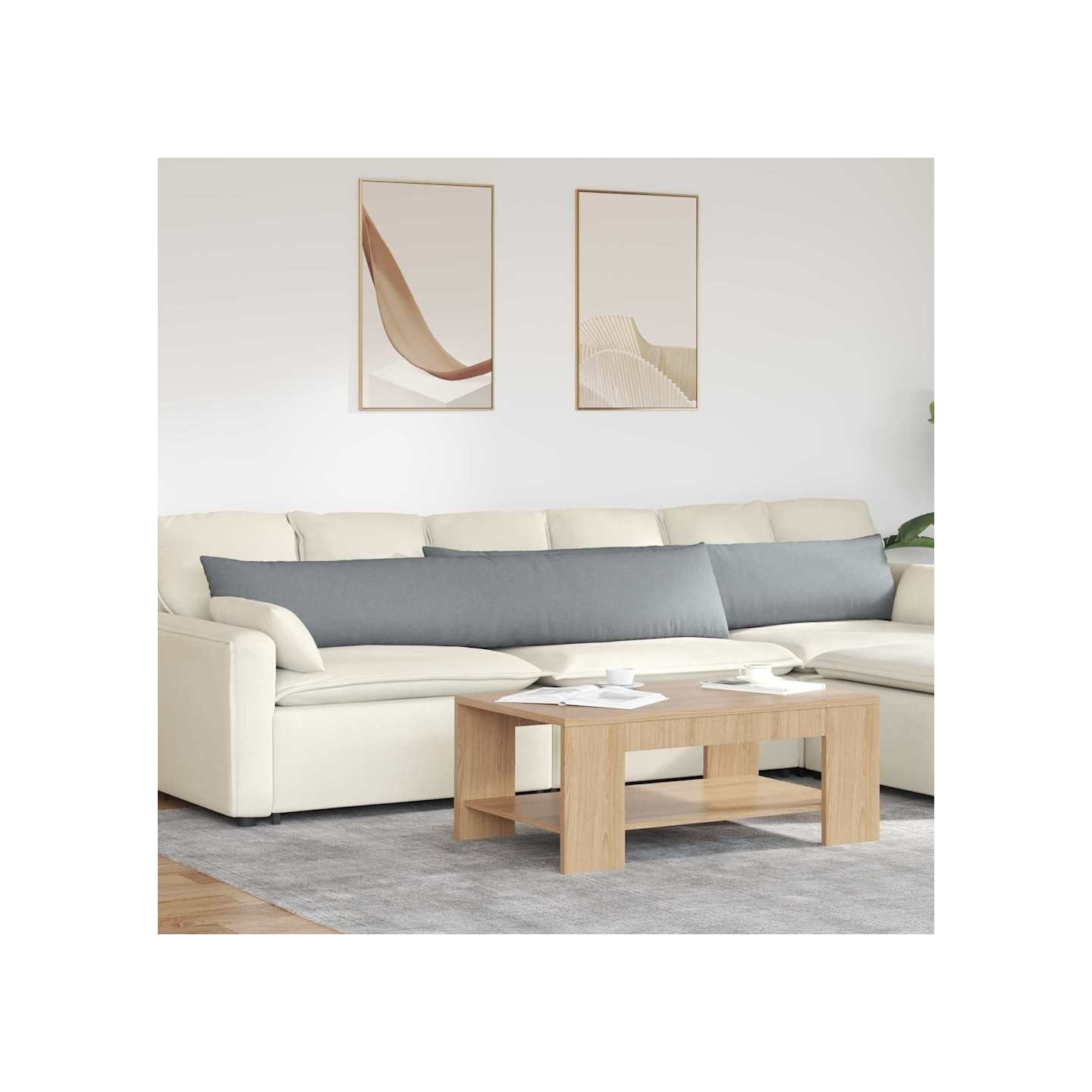 Coussins de canapé 2 pc tissu Gris clair 200 x 40 cm