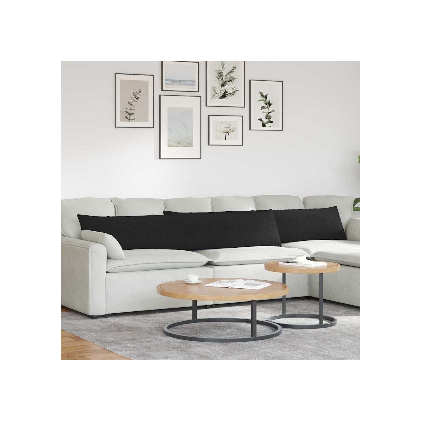 Coussins de canapé 2 pc tissu Noir 200 x 40 cm