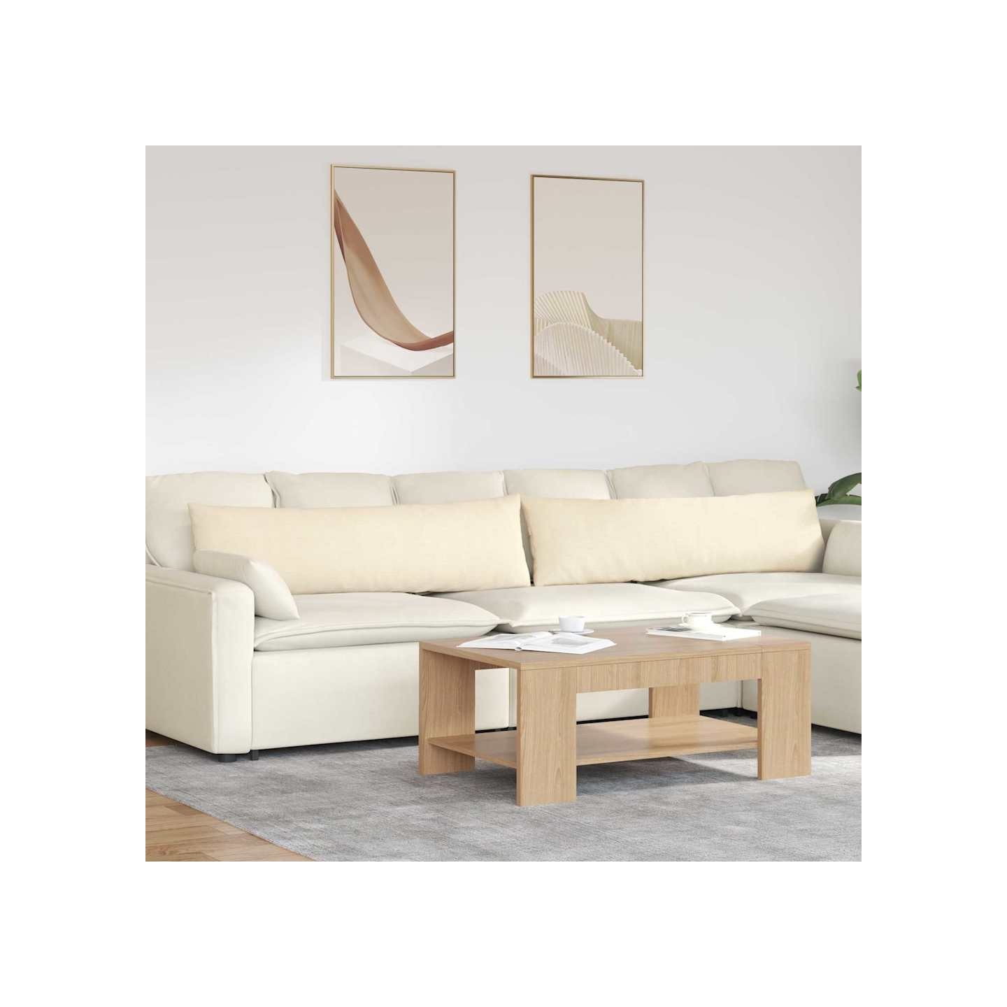 Coussins de canapé 2 pcs Crème 145 x 40 cm