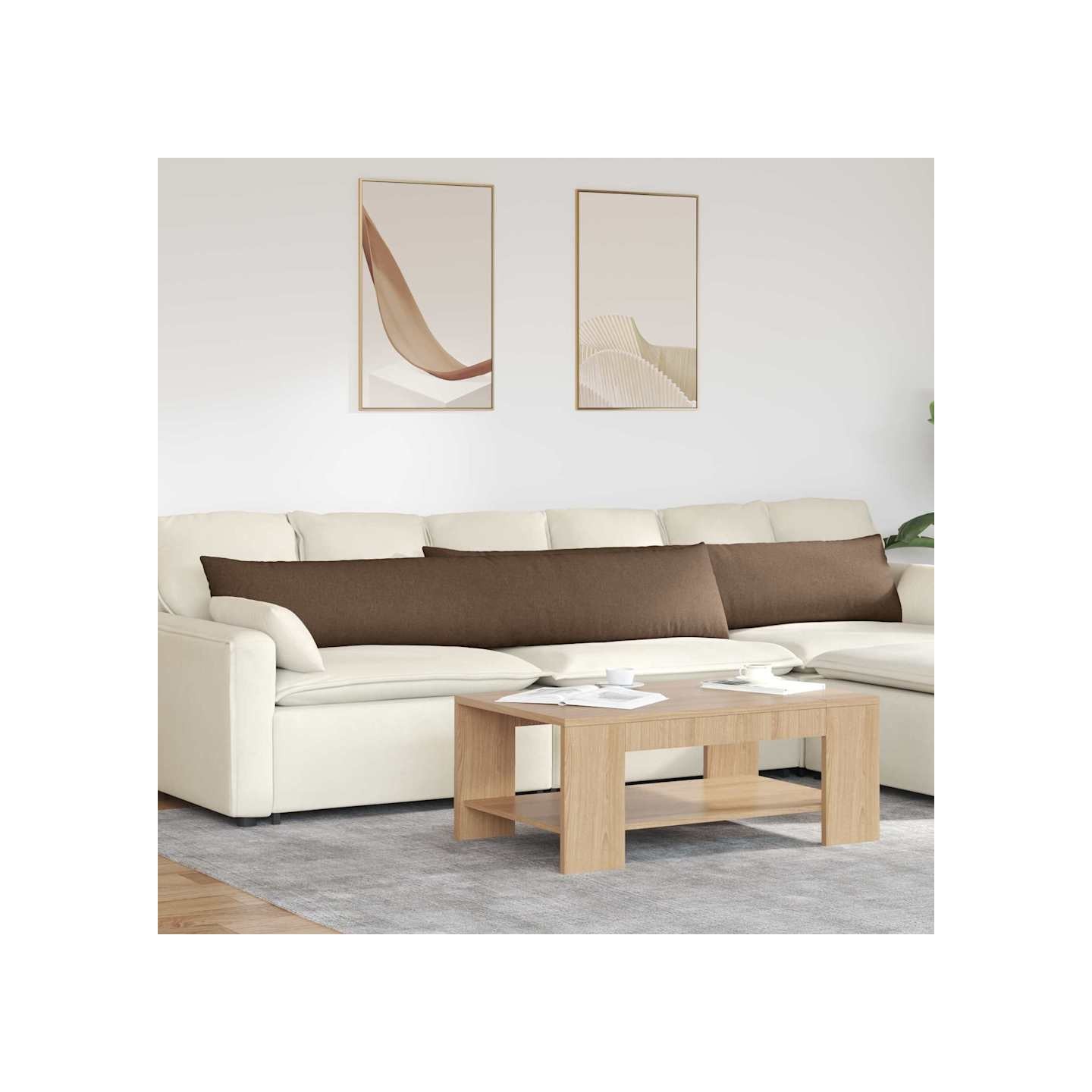 Coussins de canapé 2 pc tissu Marron 200 x 40 cm