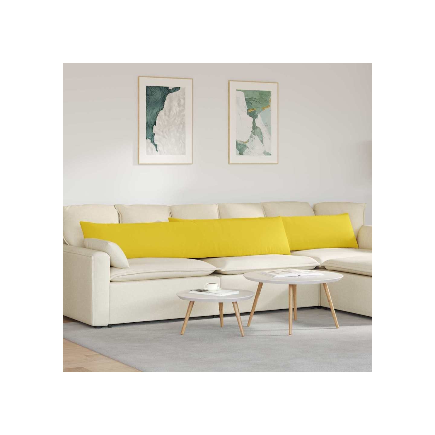 Coussins de canapé 2 pc tissu Jaune clair 200 x 40 cm