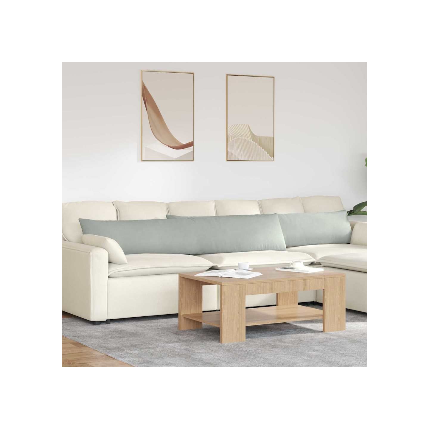 Coussins de canapé 2 pcs Gris clair 200 x 40 cm