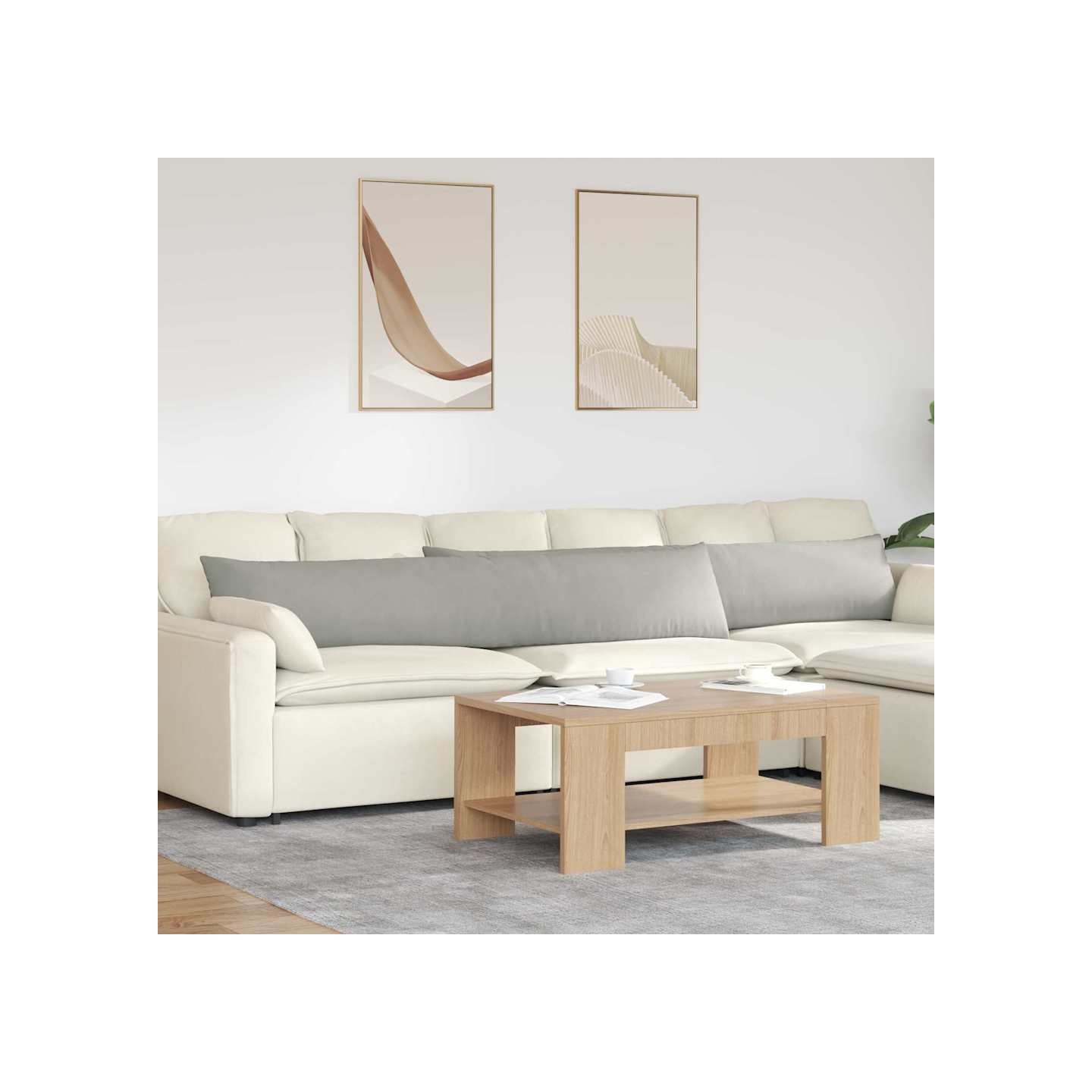 Coussins de canapé 2 pc tissu Gris clair 200 x 40 cm