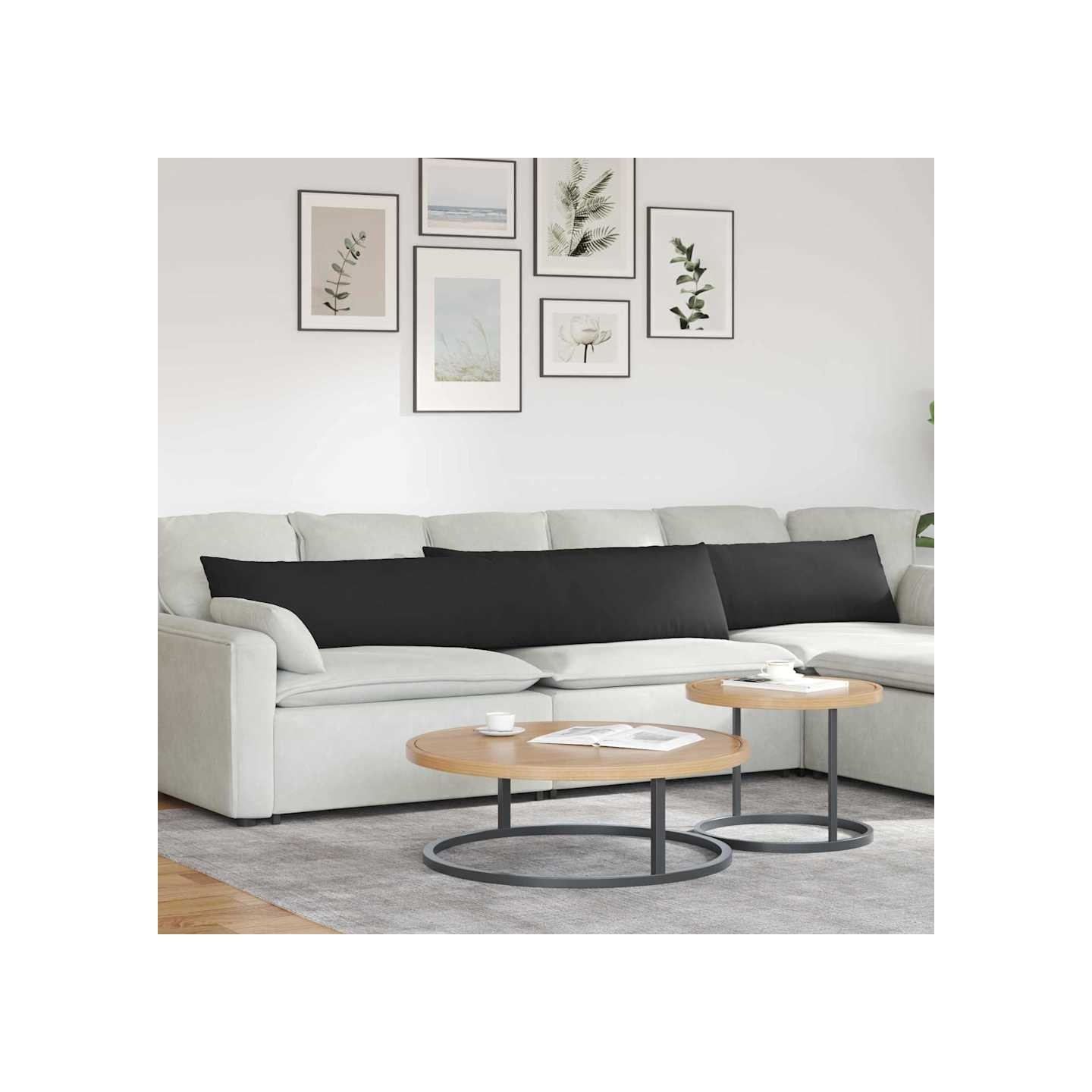 Coussins de canapé 2 pc tissu Noir 200 x 40 cm