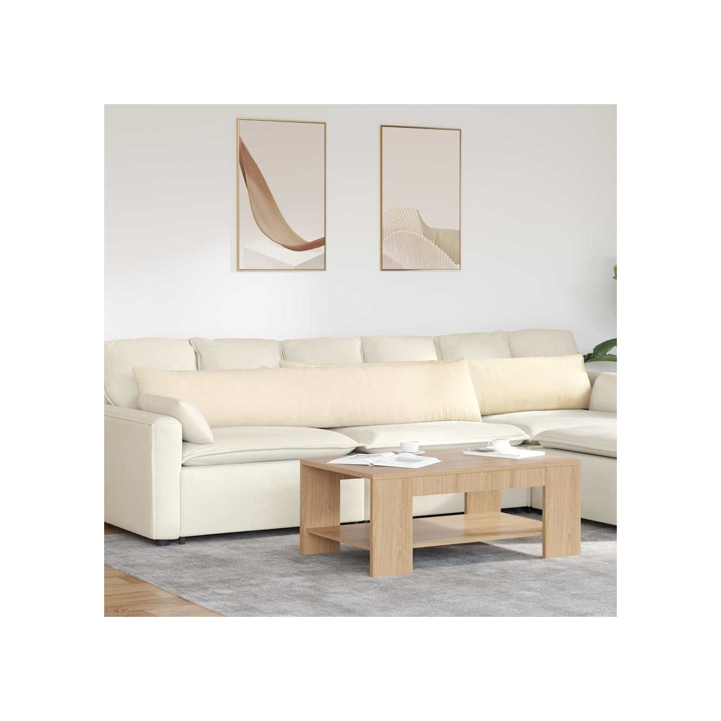 Coussins de canapé 2 pcs Crème 200 x 40 cm