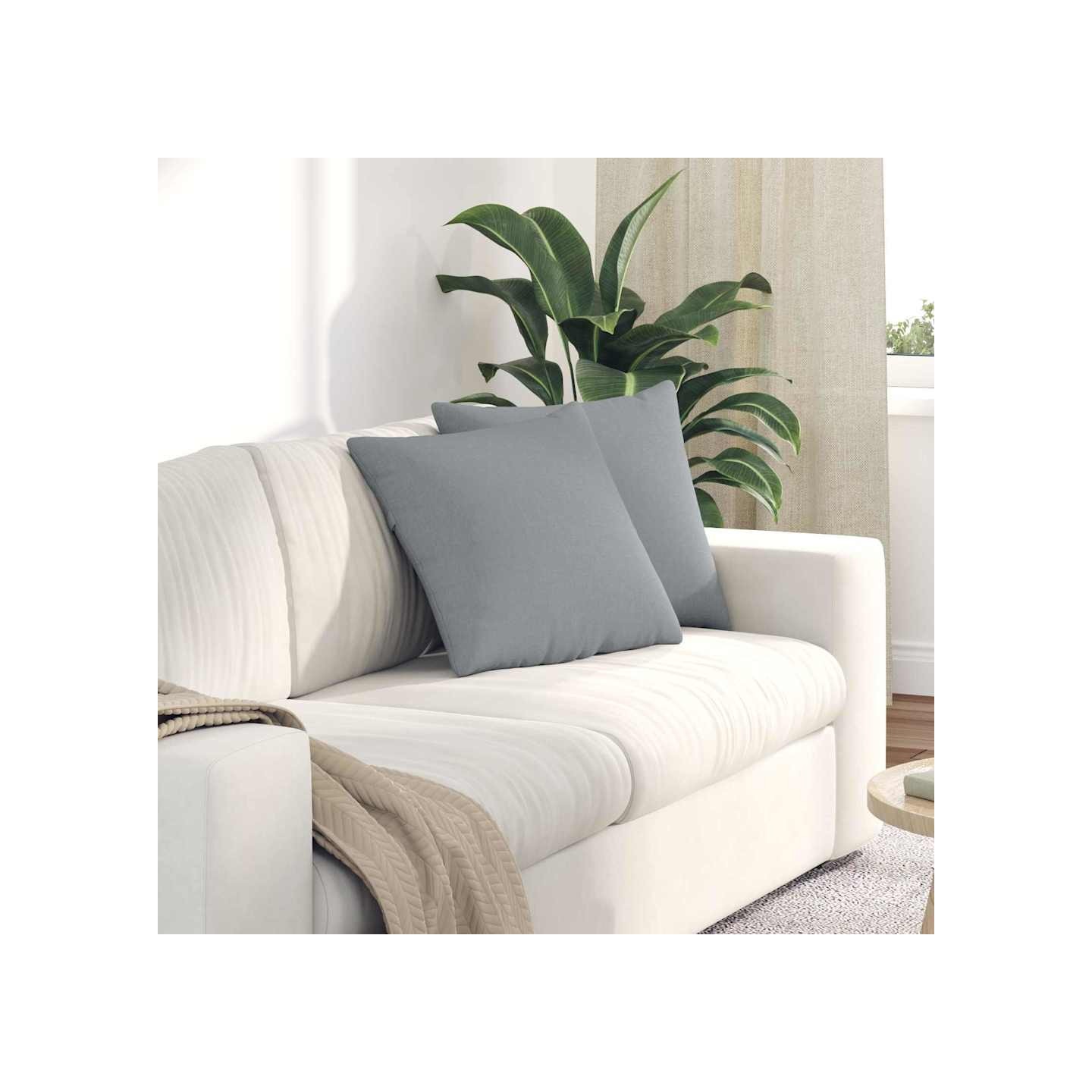 Coussins de canapé 2 pc tissu Gris clair 45 x 45 cm