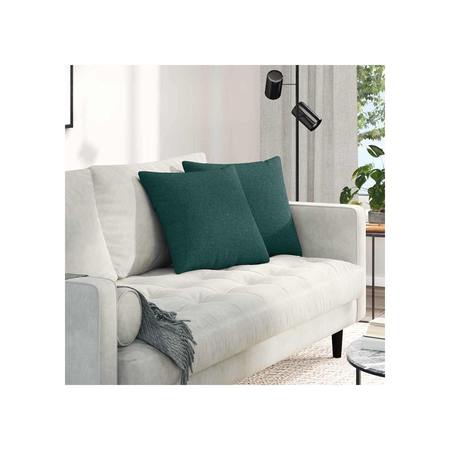 Coussins de canapé 2 pc tissu Vert foncé 45 x 45 cm