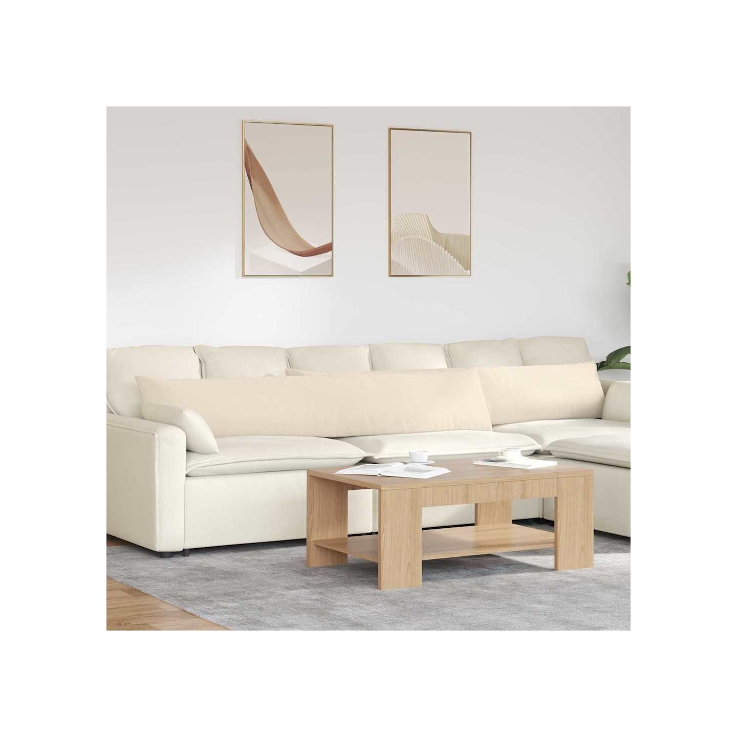 Coussins de canapé 2 pc tissu Beige 200 x 40 cm