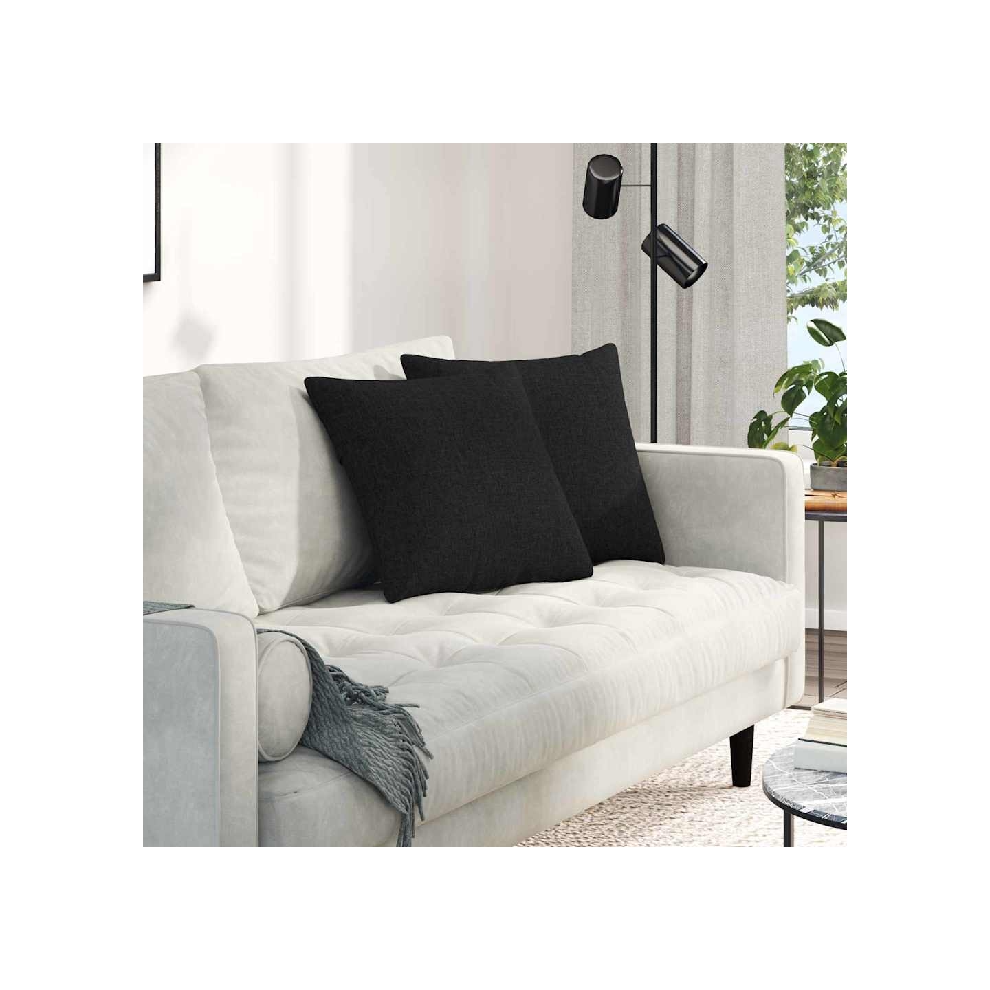 Coussins de canapé 2 pc tissu Noir 45 x 45 cm