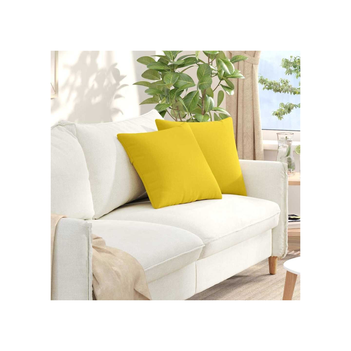 Coussins de canapé 2 pc tissu Jaune clair 45 x 45 cm