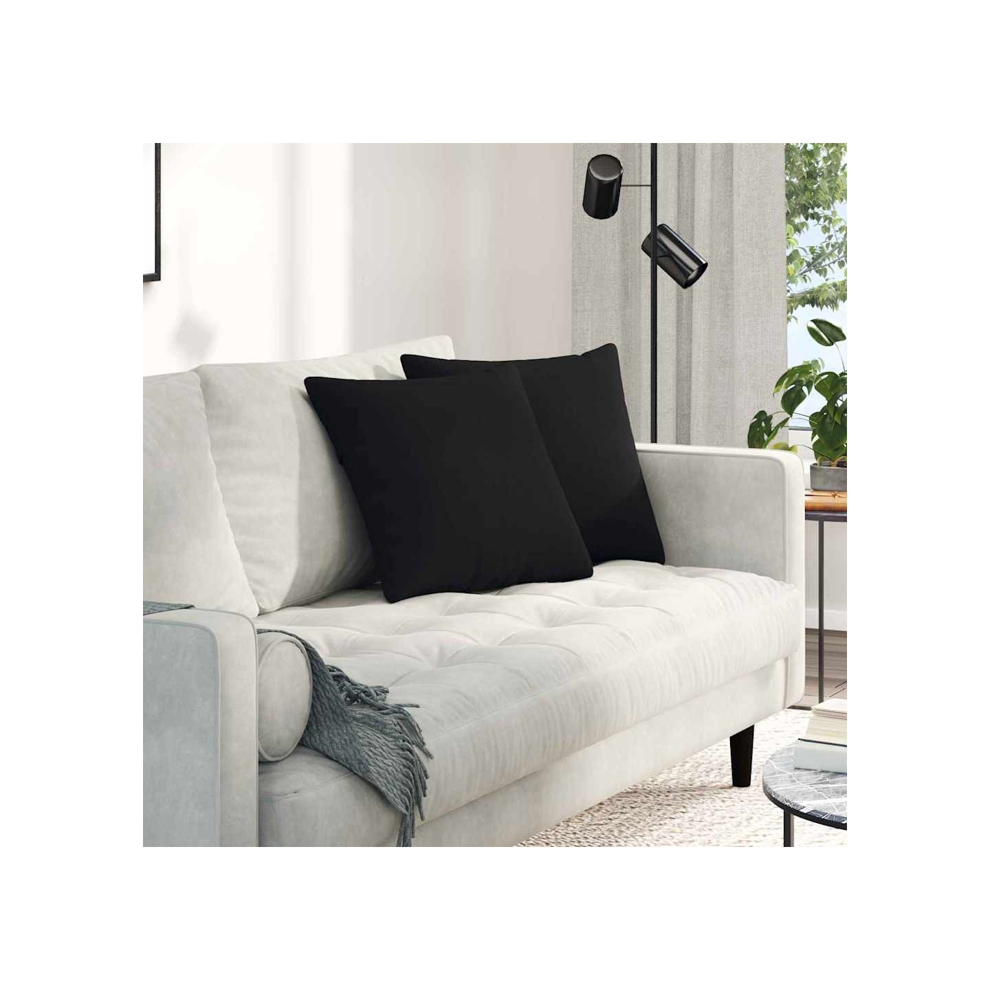 Coussins de canapé 2 pc tissu Noir 45 x 45 cm
