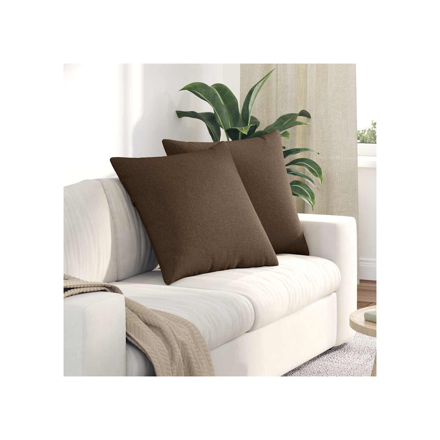 Coussins de canapé 2 pc tissu Marron 60 x 60 cm