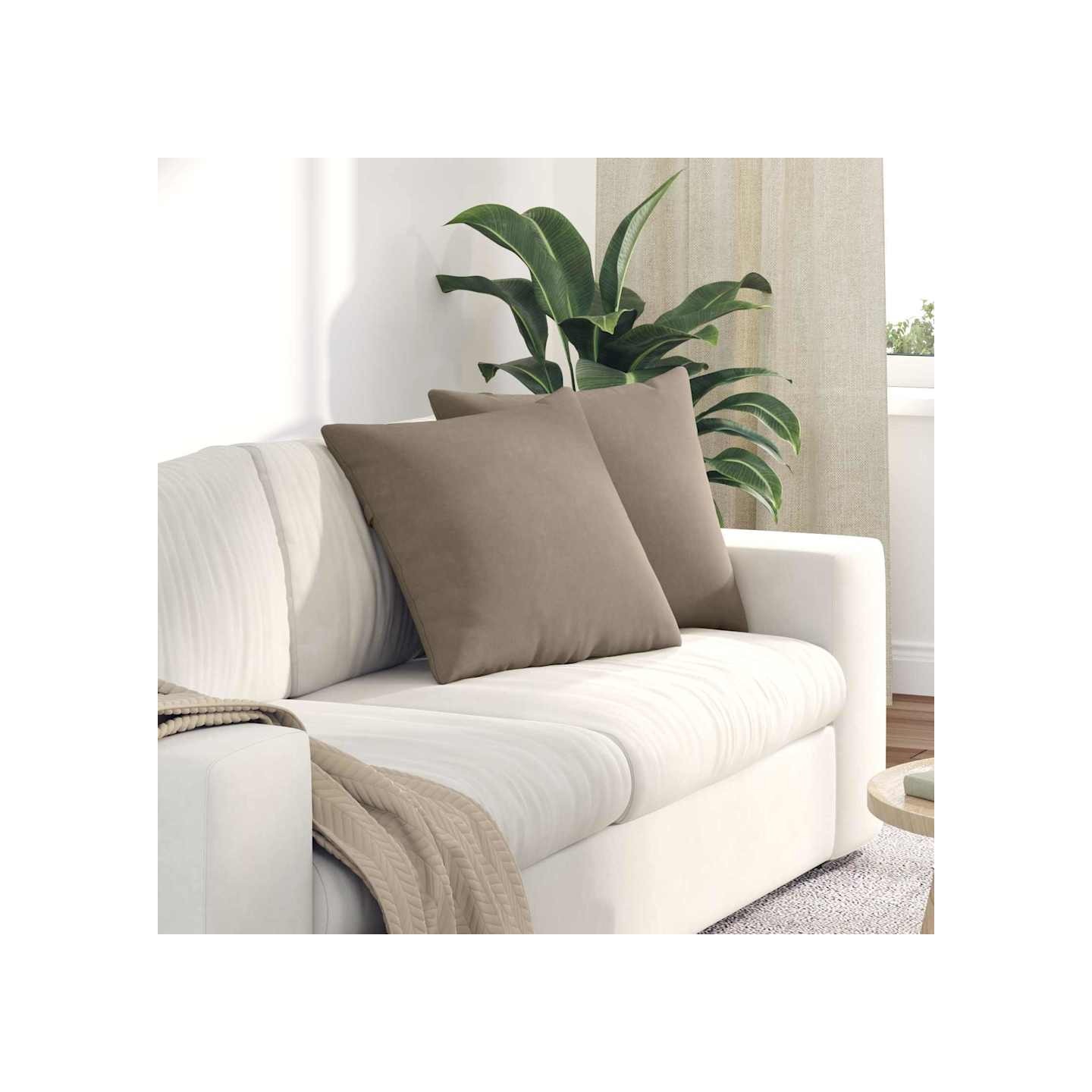 Coussins de canapé 2 pc tissu Taupe 50 x 50 cm