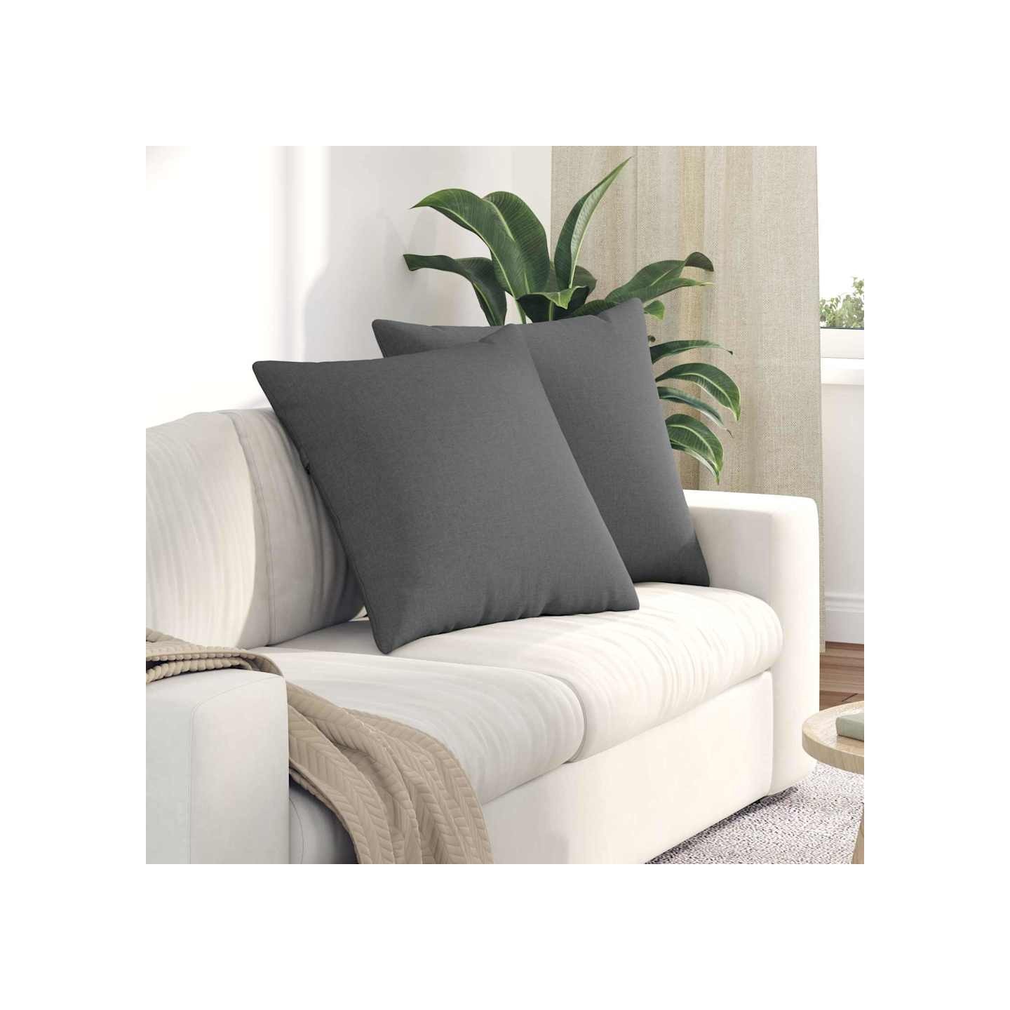 Coussins de canapé 2 pc tissu Gris foncé 60 x 60 cm