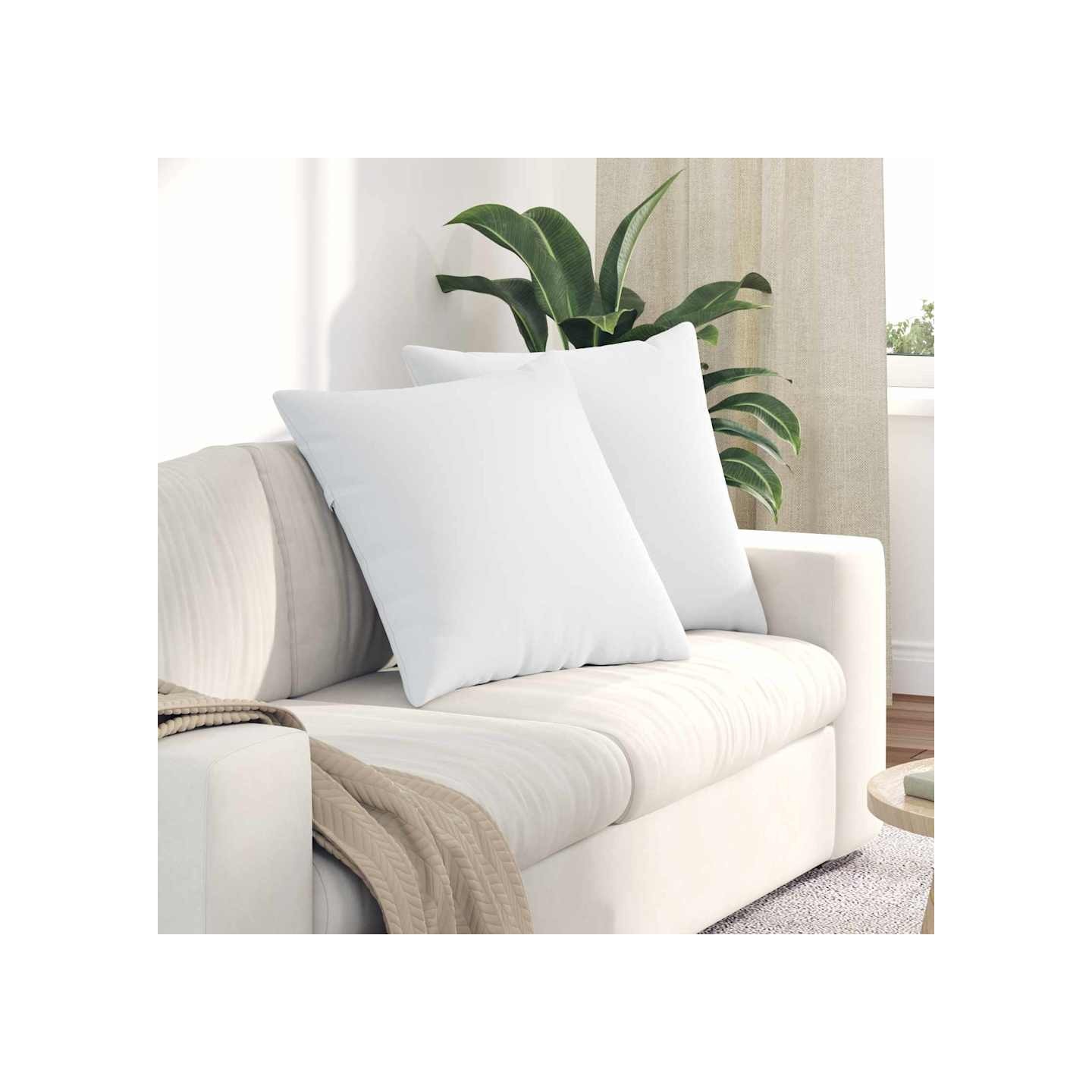 Coussins de canapé 2 pc tissu Blanc 60 x 60 cm