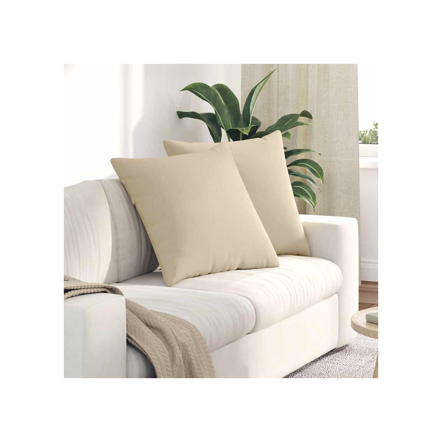 Coussins de canapé 2 pc tissu Crème 60 x 60 cm