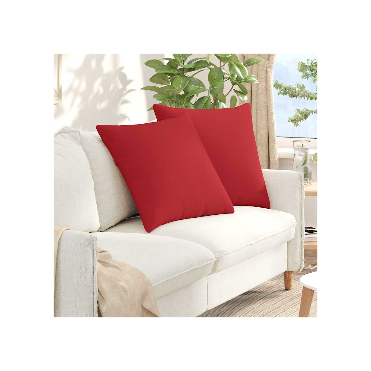 Coussins de canapé 2 pc tissu Rouge 60 x 60 cm