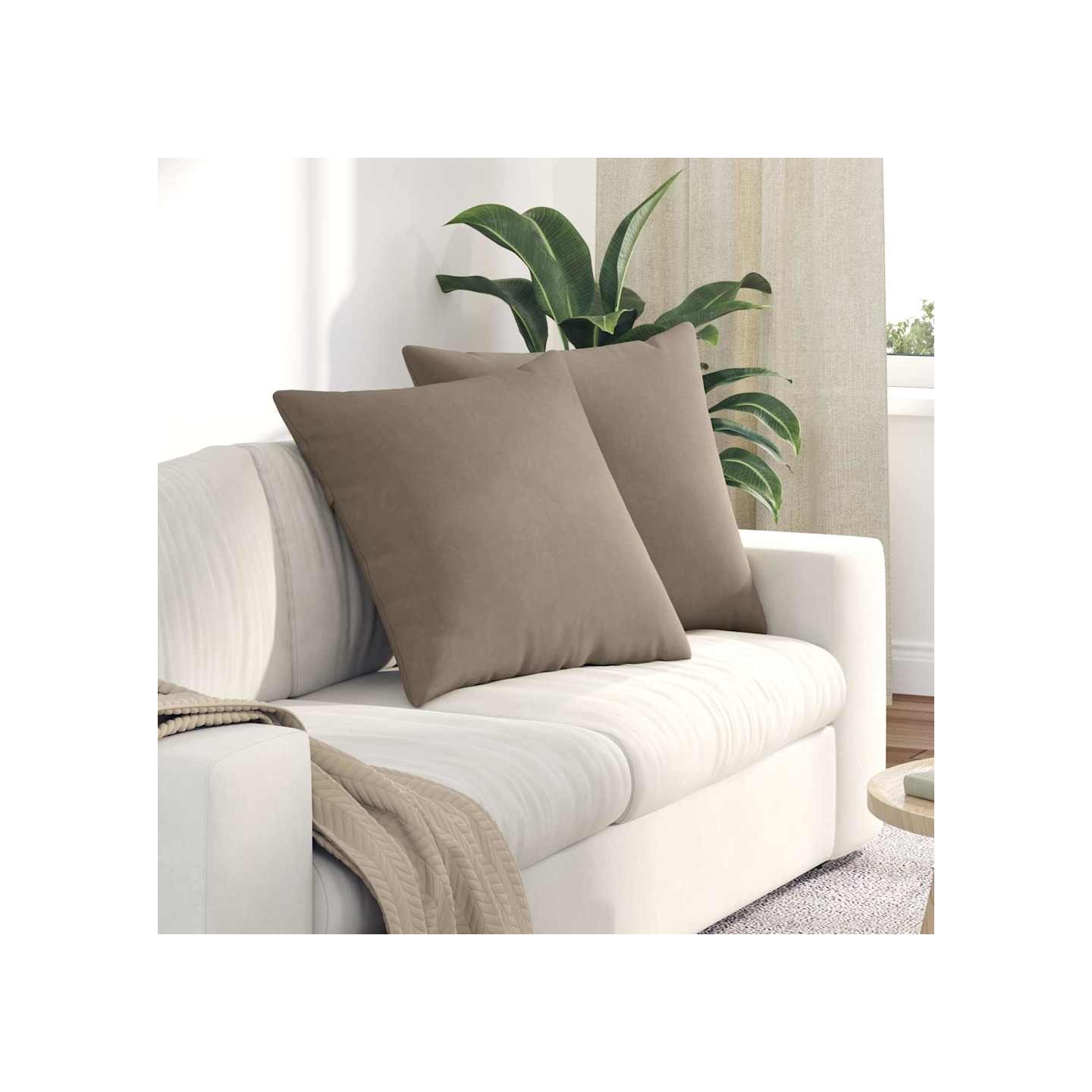 Coussins de canapé 2 pc tissu Taupe 60 x 60 cm