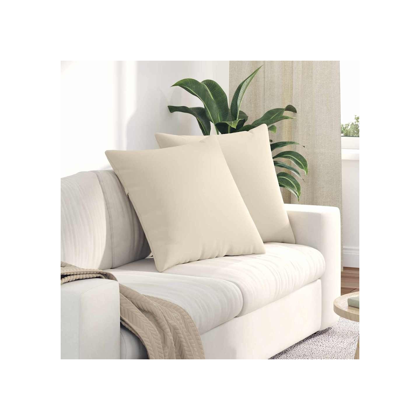 Coussins de canapé 2 pc tissu Beige 60 x 60 cm