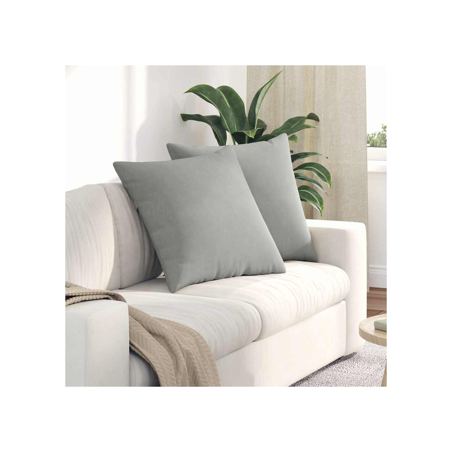 Coussins de canapé 2 pc tissu Gris clair 60 x 60 cm