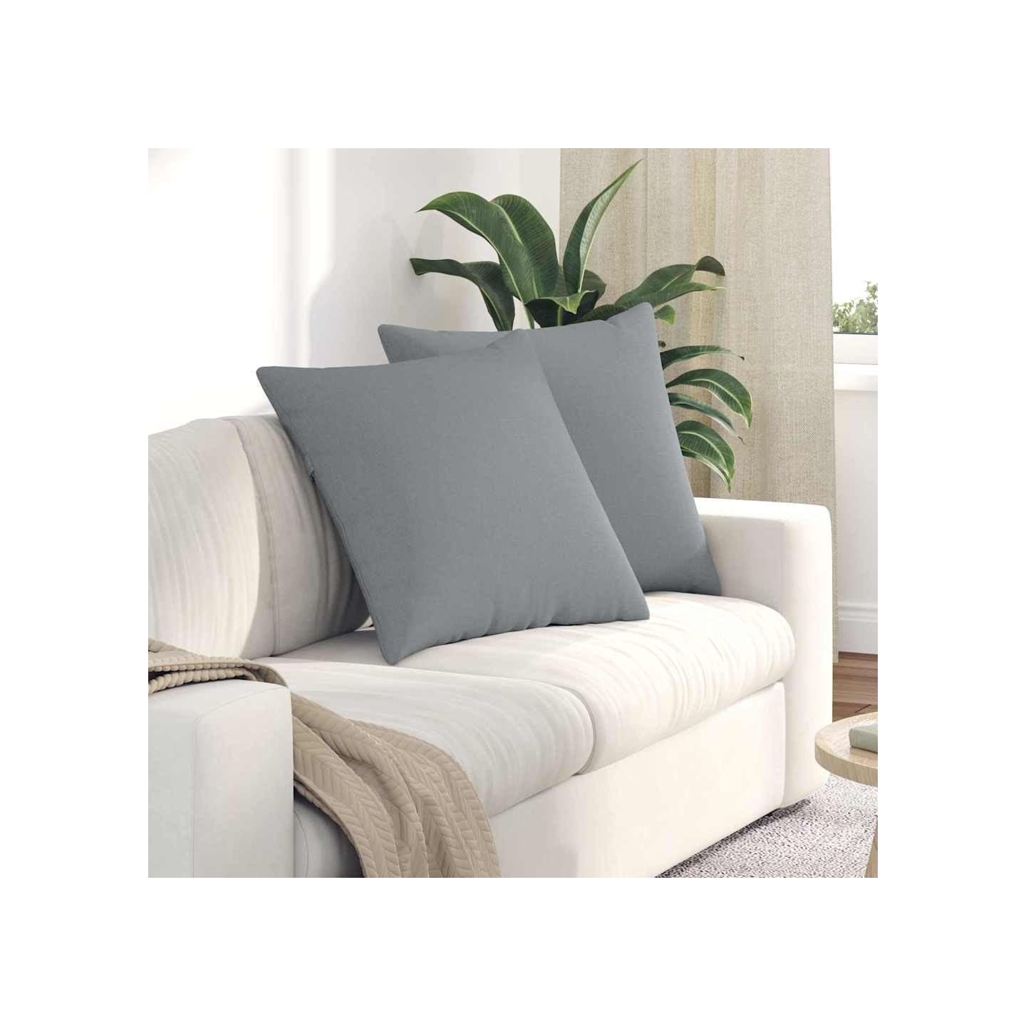 Coussins de canapé 2 pc tissu Gris clair 80 x 80 cm