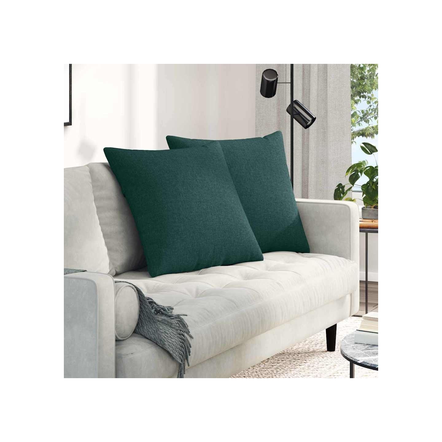 Coussins de canapé 2 pc tissu Vert foncé 80 x 80 cm