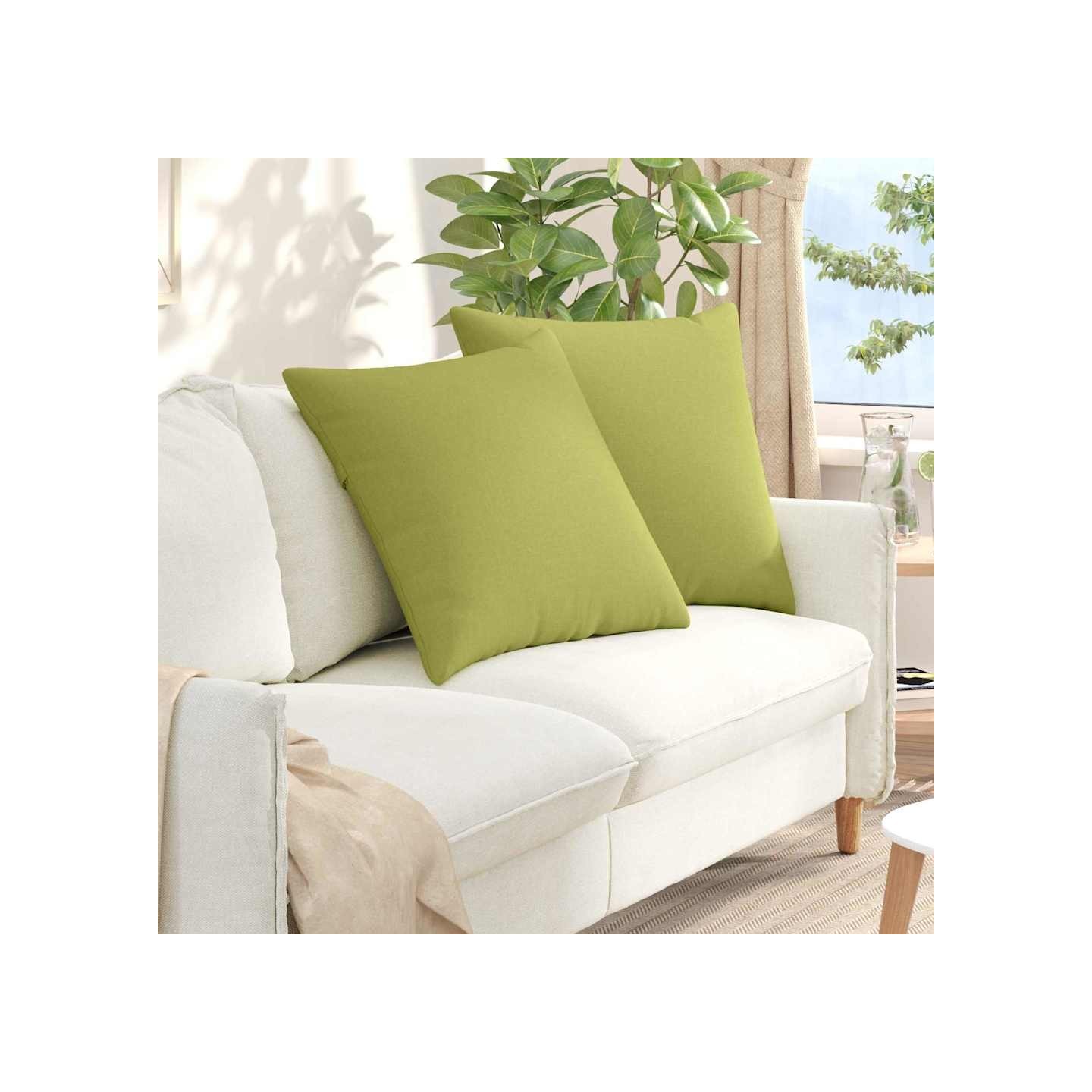 Coussins de canapé 2 pc tissu Vert clair 80 x 80 cm