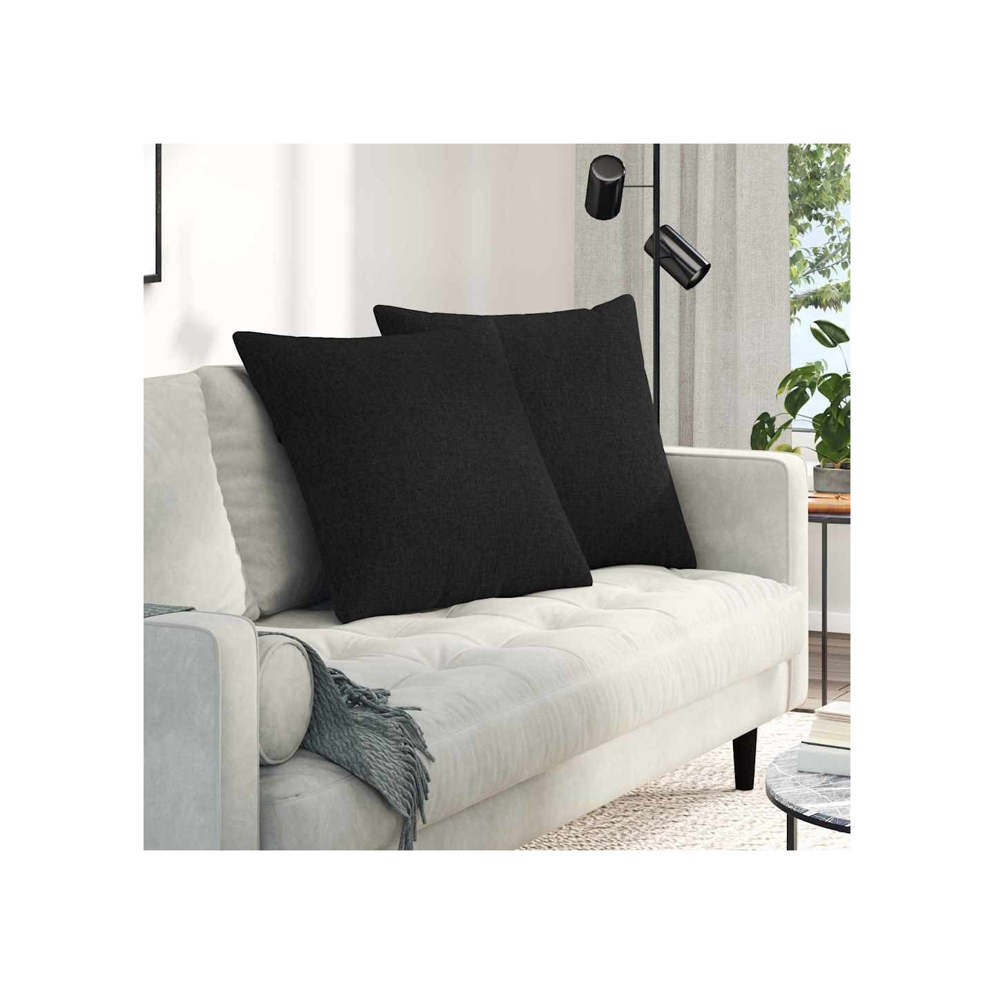 Coussins de canapé 2 pc tissu Noir 80 x 80 cm