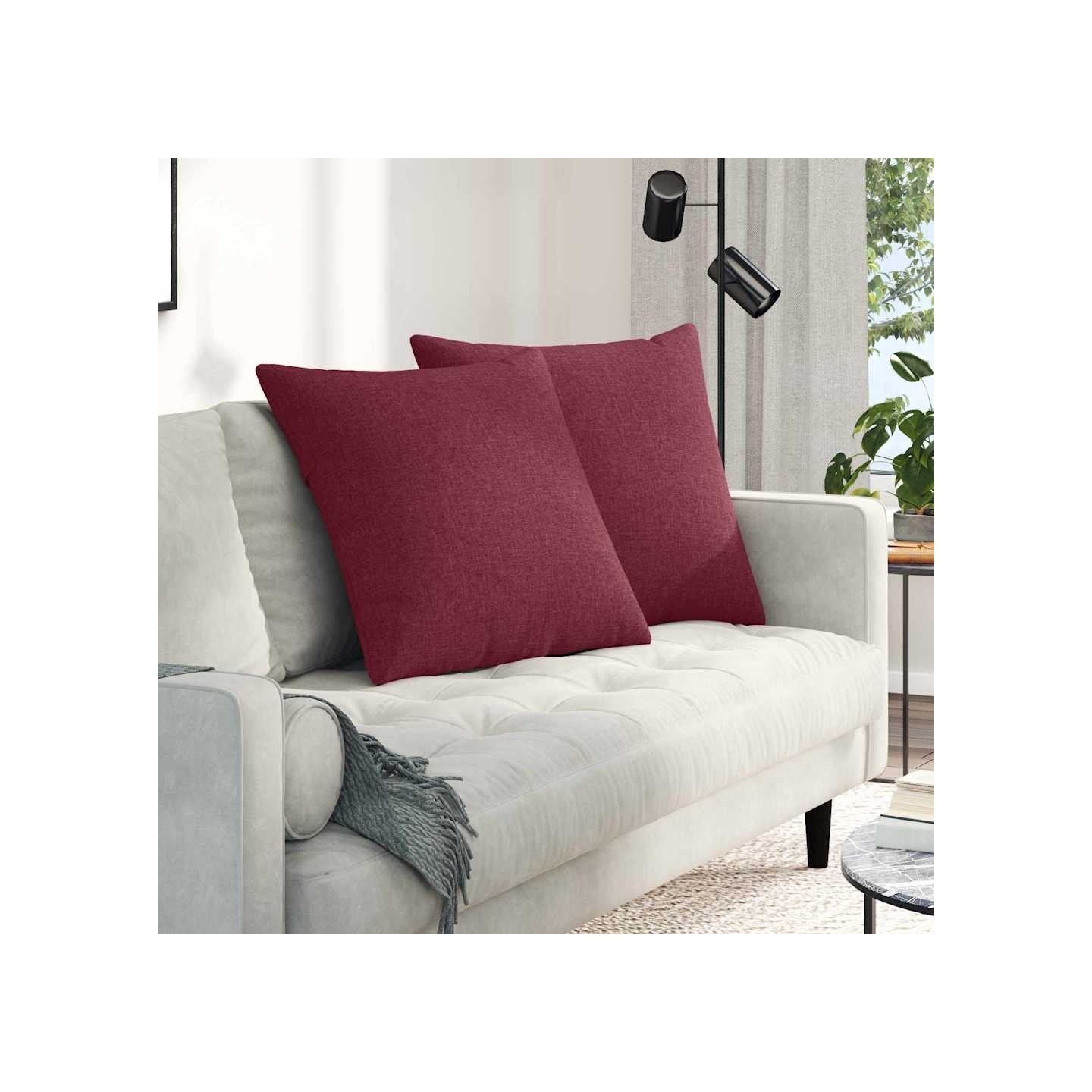 Coussins de canapé 2 pc tissu Bordeaux 80 x 80 cm