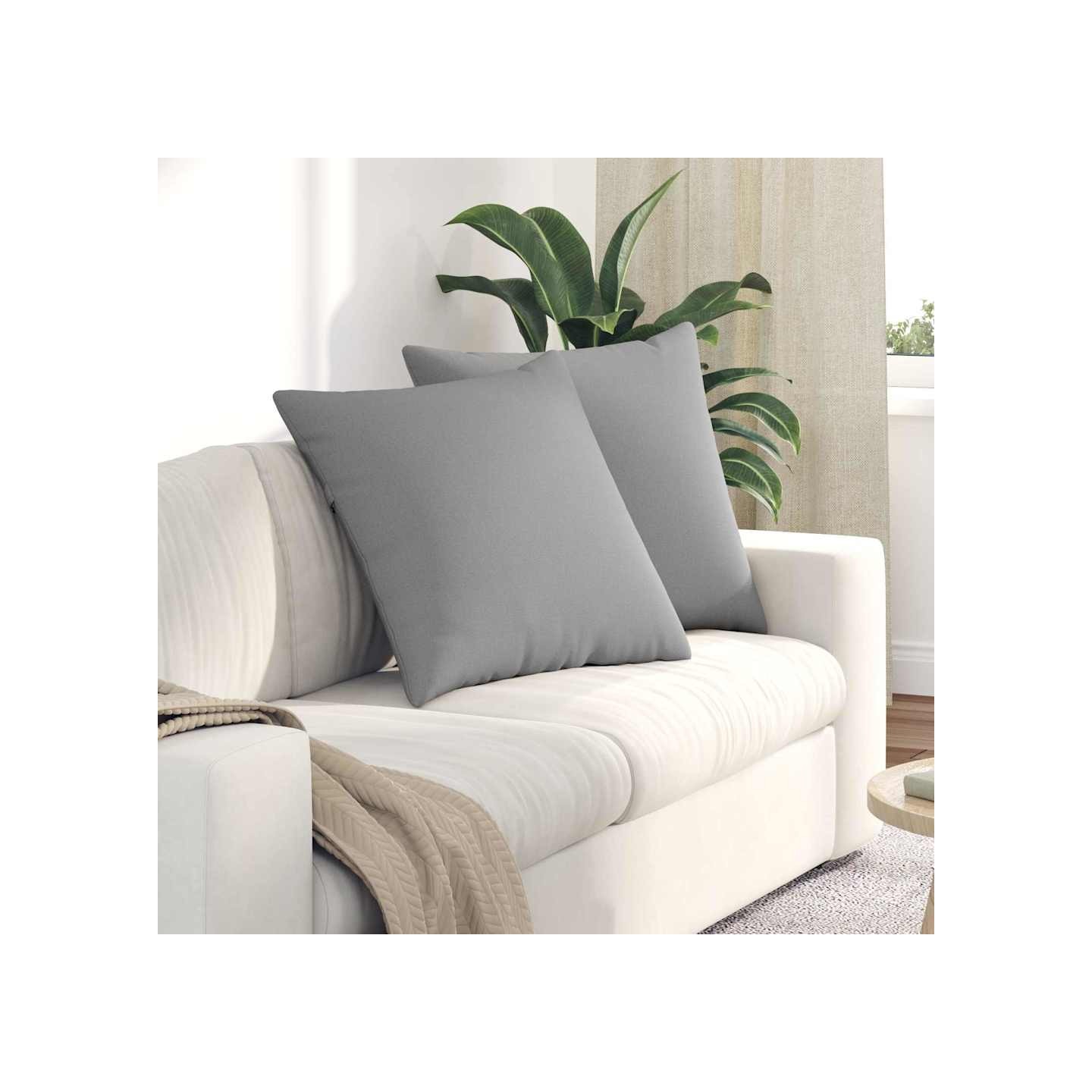 Coussins de canapé 2 pc tissu Gris nuage 80 x 80 cm