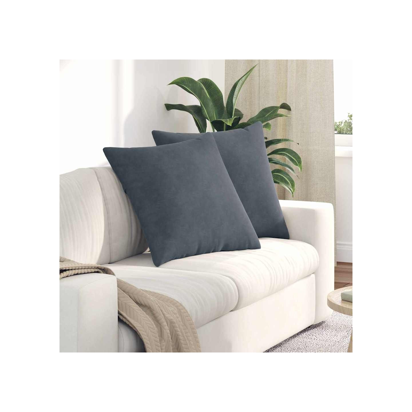 Coussins de canapé 2 pcs Gris foncé 80 x 80 cm
