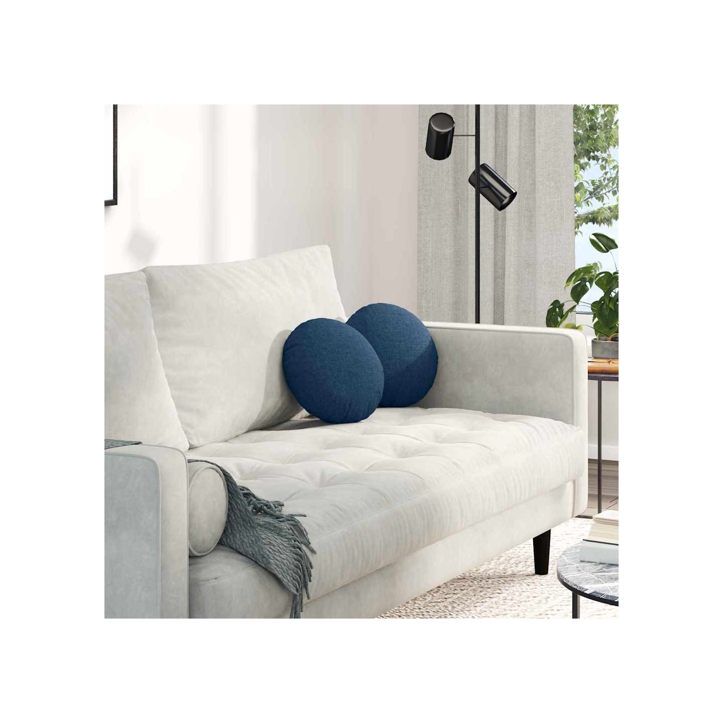 Coussins de siège 2 pc Tissu Bleu Ø30 x 13 cm